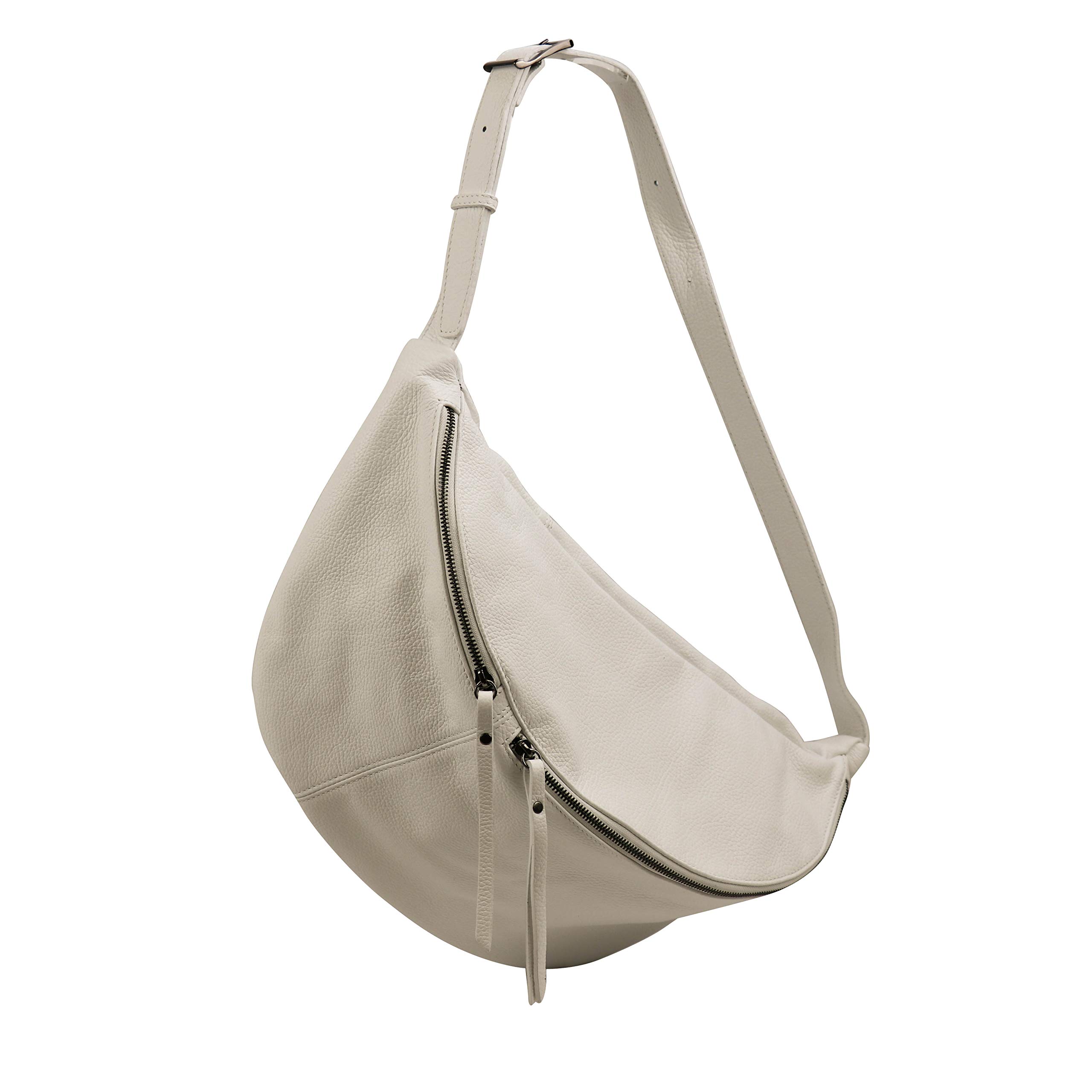 SH Leder prawdziwa skóra damska/męska saszetka na pierś unisex na festiwal, podróż, duża saszetka biodrowa, torba Crossbody, skórzana torba damska 49x28cm Daniela G768, beżowy, Gross