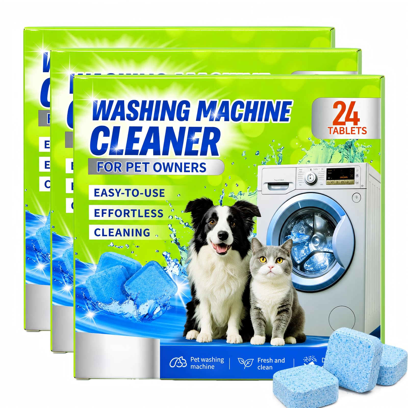 24 Pcs Washing Machine Cleaning Tablets,3 Pack | Deep Cleaning Washer Cleaner, Fragrance-…