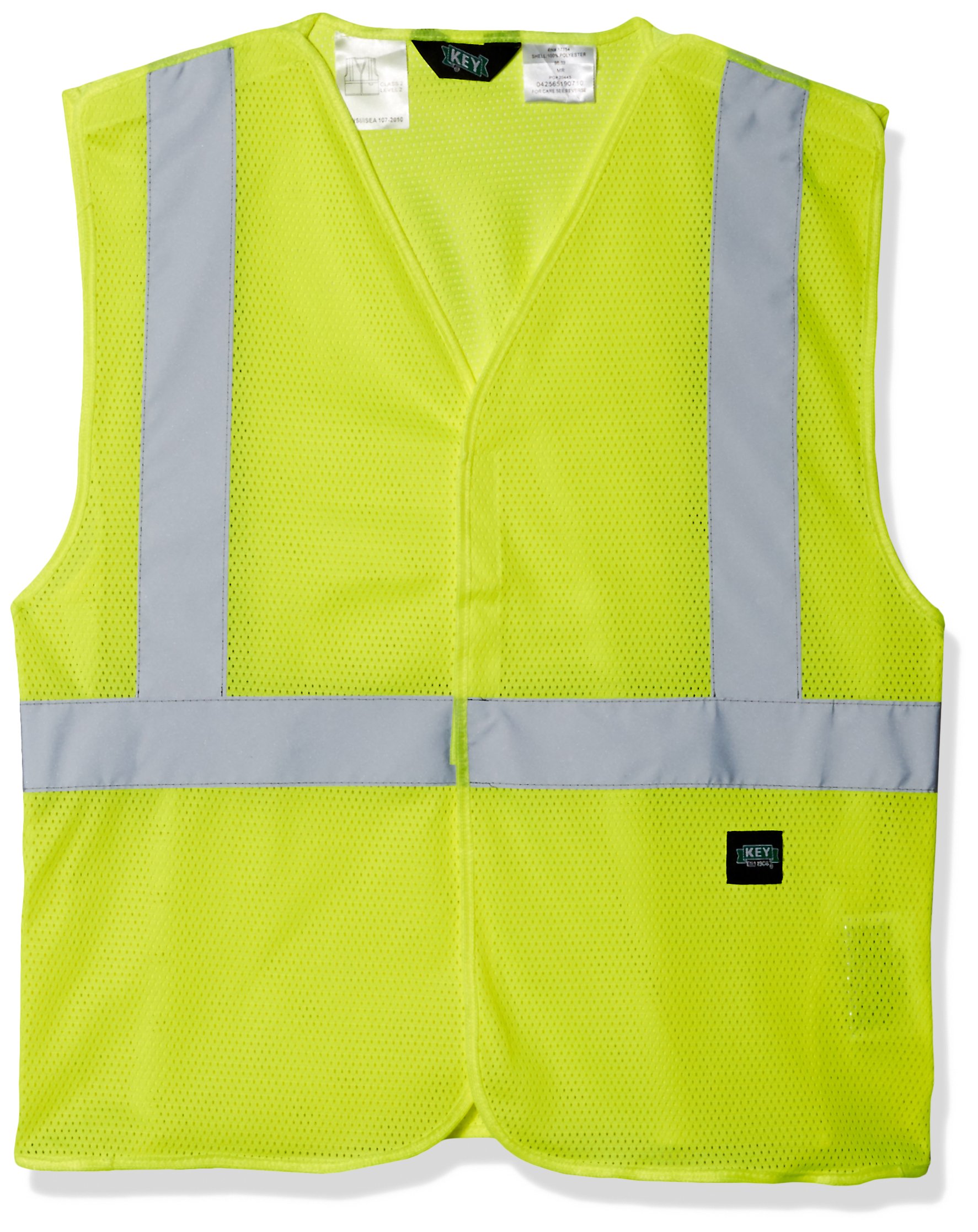 Key Industries Men's Mesh Vest high Visibility Reflective Stripe Velcro Closure Big/Tall