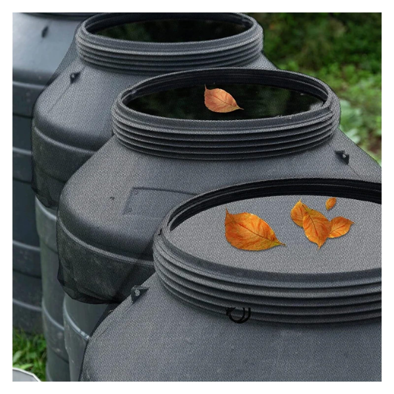 Cubierta para cisternas de Agua de Exterior, Cubierta de Red Barril Lluvia Malla poliéster Ajustable con Filtro cordón, 60-120 cm | 6pcs,120CM