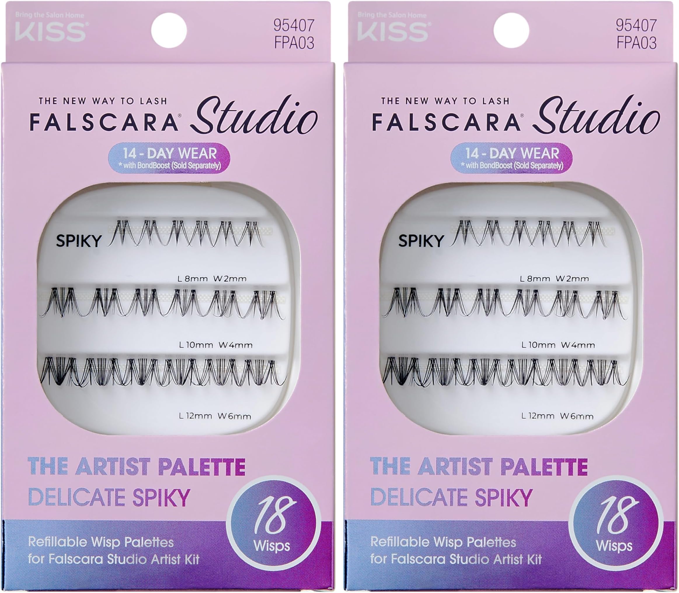 FALSCARA STUDIO Lash Extension Kit, Individual Lash Palette, 18 Stackable Lash Clusters, ‘Delicate Spicy’ False Eyelashes, Light Volume, Length 8mm–12mm, Band Size 2mm-6mm (Pack of 2)