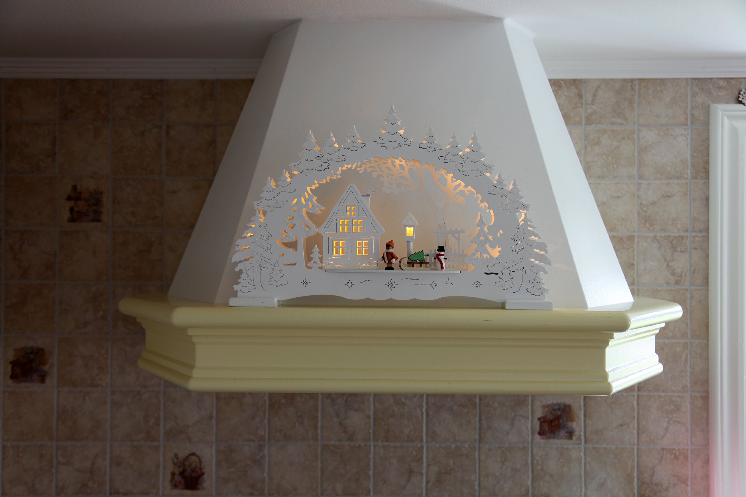 Best Season LED-Fensterleuchter "Village", 10 warm weiß LED, Material: Holz , Trafo circa 27 x 43 cm, natur 270-27
