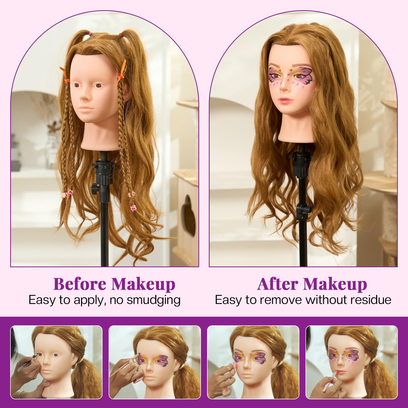 Neverland 26"-28" Hairdressing Head Make-Up Head with 60% Humanl Hair - Image 2