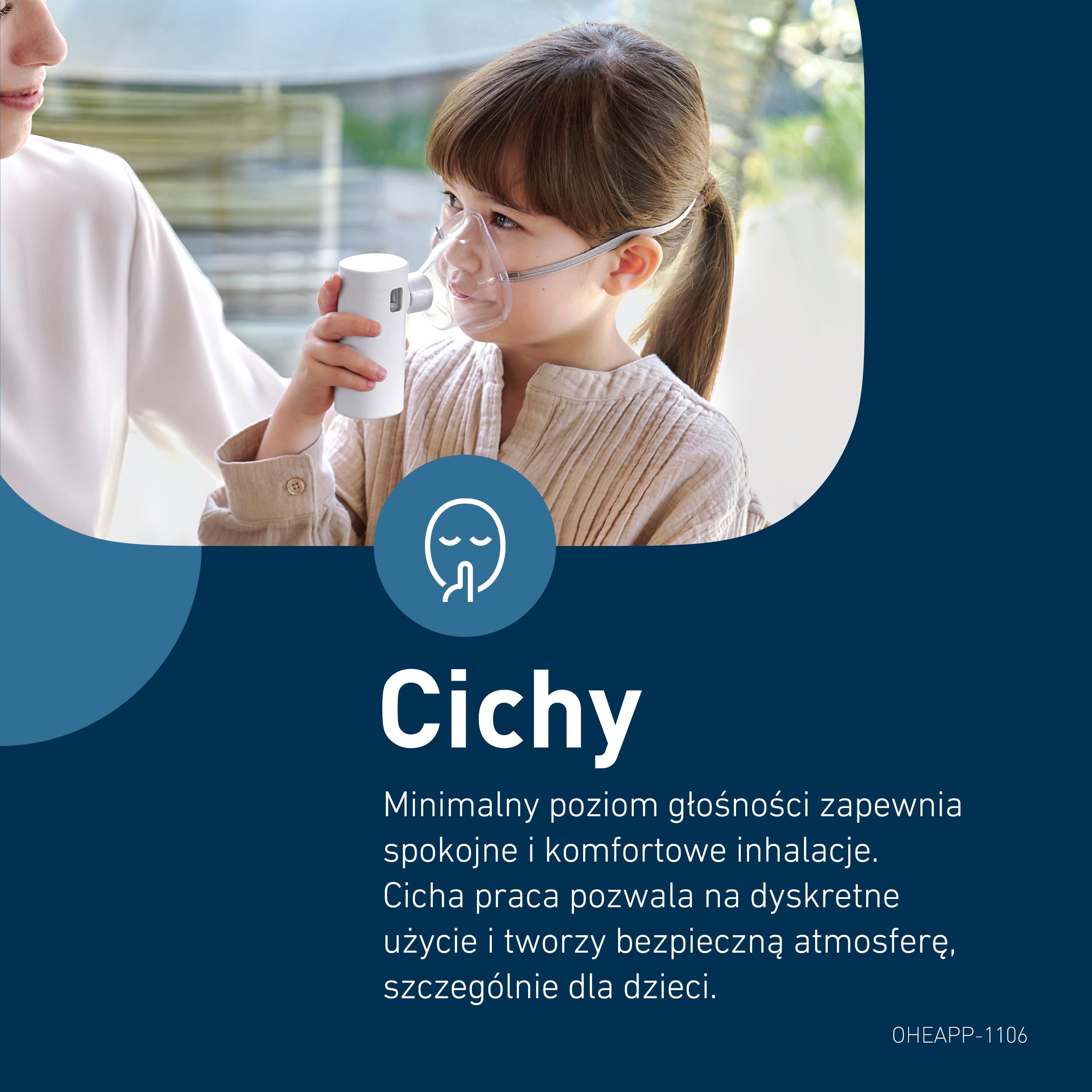 OMRON MicroAir Move Cichy Przenośny Nebulizator Inhalator Siateczkowy dla Dorosłych i Dzieci z Maskami i Ustnikiem Ładowany USB-C