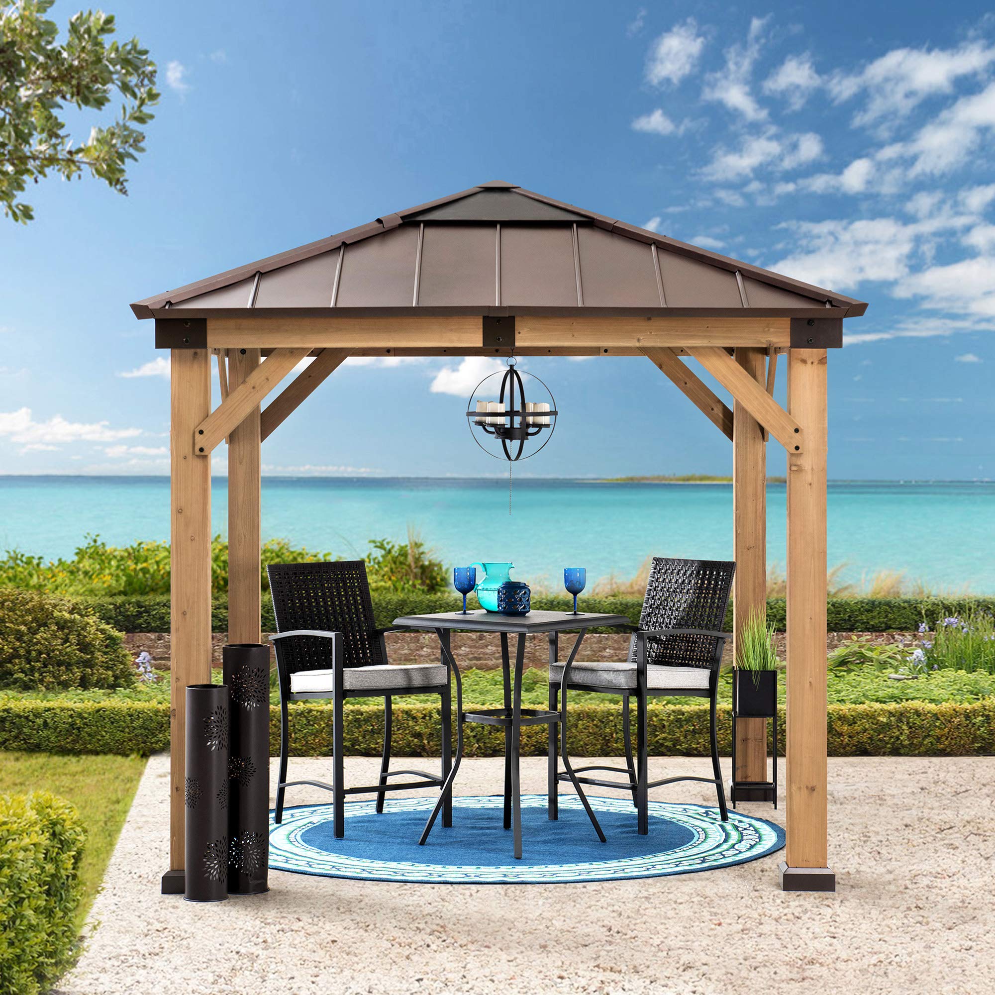 Buy Sunjoy Hardtop Gazebo 9 x 9 ft. Upgrade Cedar Framed Wood Gazebo