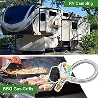 Vista 7 de Mejora de 20 Pulgadas Manguera de Propano para RV con Calibre, Manguera de Propano para Caravana para Regulador de Dos Etapas de RV, Trenzada