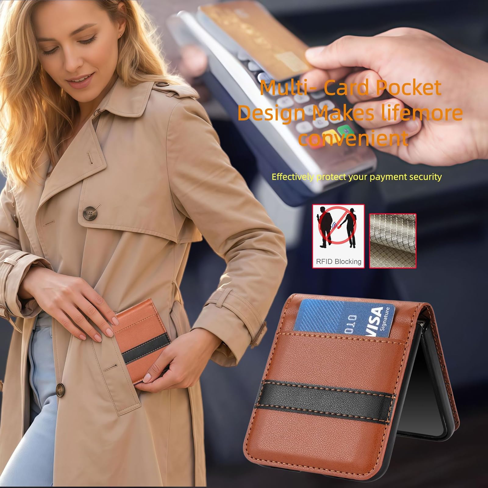 Sottile Cover Per Samsung Galaxy Z Flip 8, A Libro Portacarte In Pelle