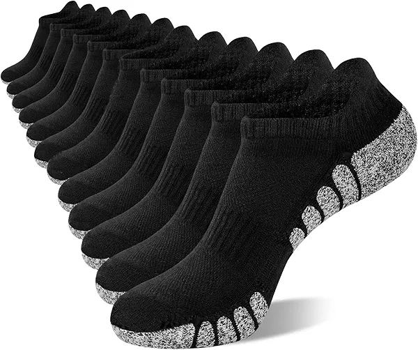 Darller Mens Ankle Athletic Running Socks Low Cut Sports Cushioned Socks for Men 6 Pairs
