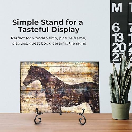 Miniatura 5 de TR-LIFE Paquete de 4 soportes de platos para exhibición, soporte de placa de 10 pulgadas + soporte de caballete de metal para marco de fotos, platos