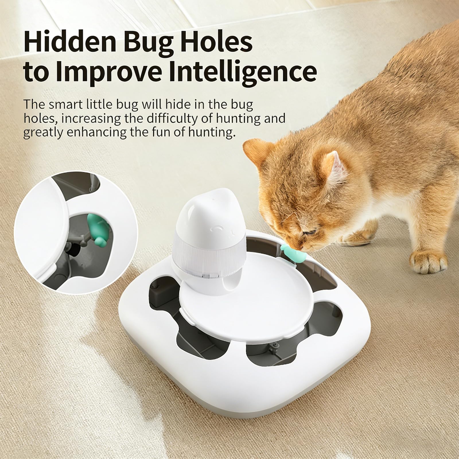 Interaktives Katzenspielzeug mit automatischen Aktionen und Leckerli-Spender für Indoor-Aktivitäten und geistige Aktivitäten