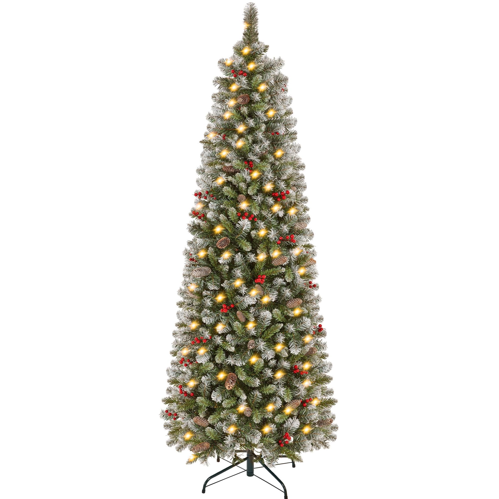 Yaheetech 6ft Pre-lit Frosted Pencil Christmas Tree