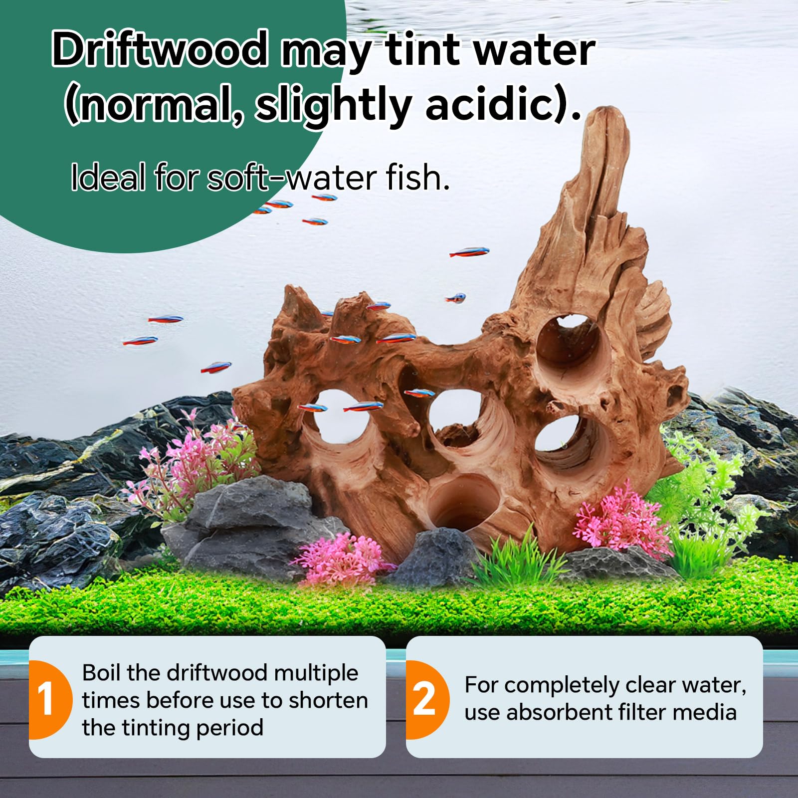 Madera flotante grande para acuario, decoración de reptiles de madera natural de 10 a 16 pulgadas, diseño único