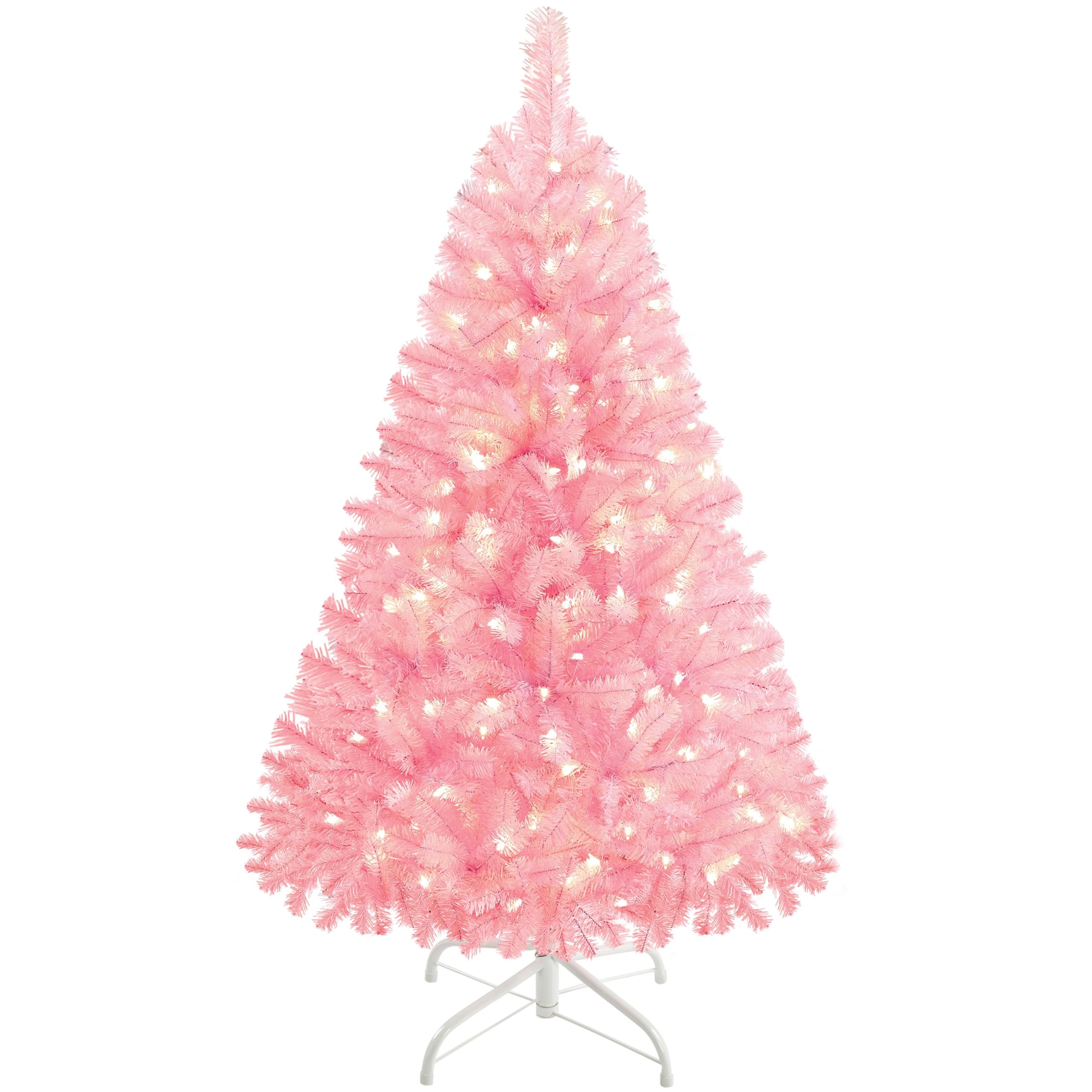 Yaheetech 4ft Pre-lit Artificial Small Christmas Tree with Stand, Pink