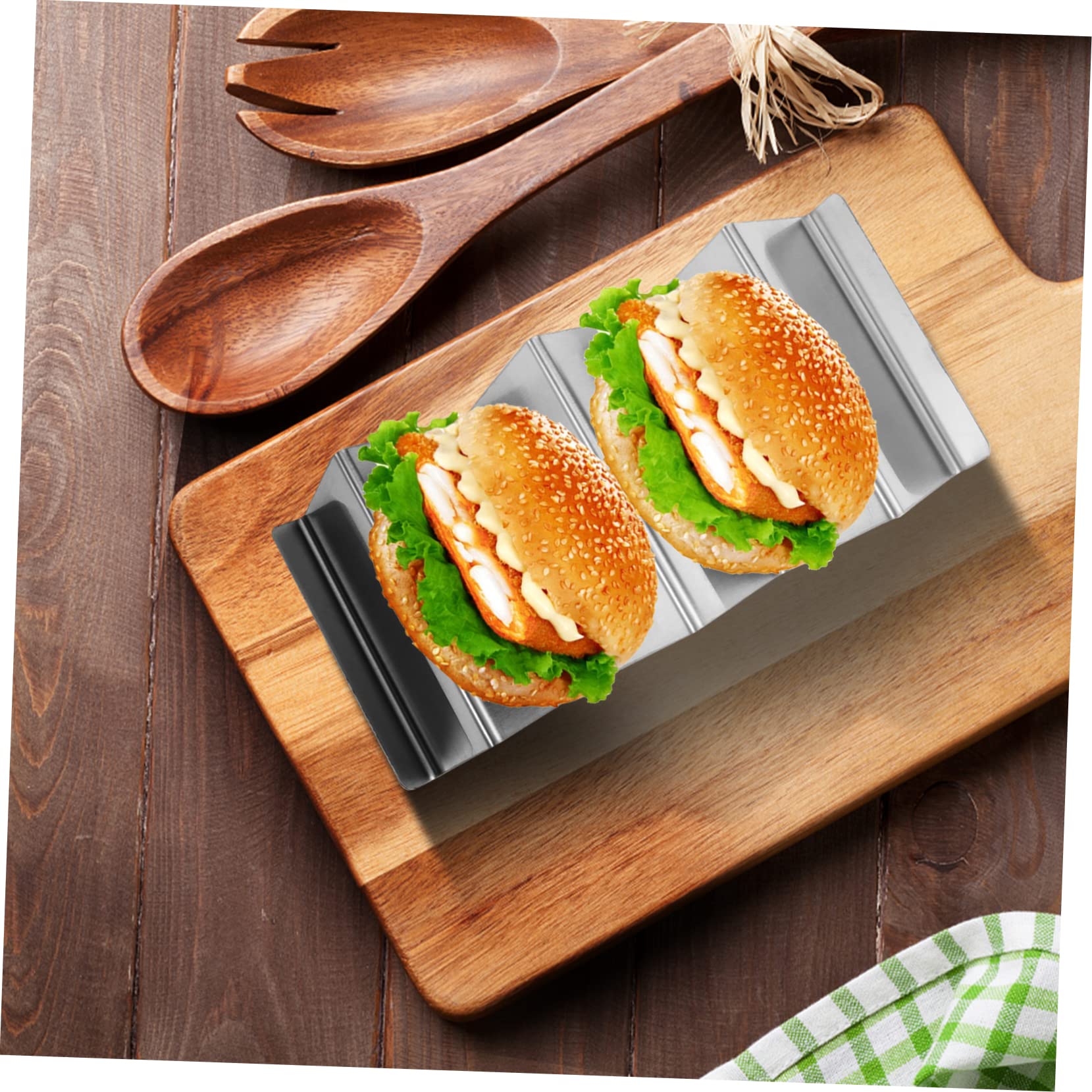 Cabilock 2pcs Pancake Rack Kitchen Utensil Holder Pie Taco Press Mold Utensils Rack Tacos De Para Mujer Portable Utensils Adjustable Rectangle Egg Mold Scone Door 304 Stainless Steel Silver