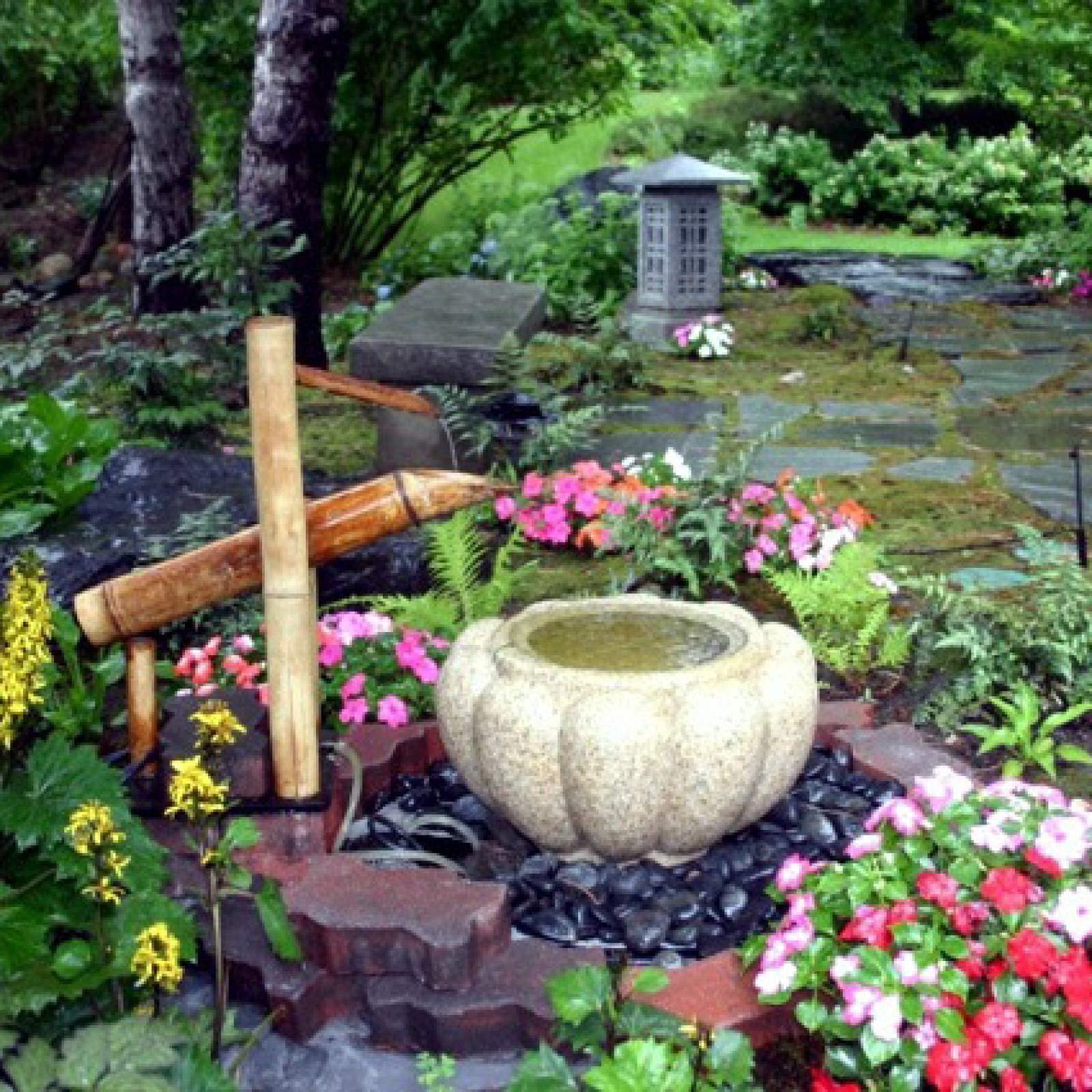 Japanse Bamboe Fontein Decor Water Uitloop Met Pomp