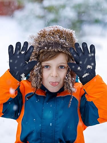 Miniatura 2 de SATINIOR 2 pares de guantes impermeables para niños, guantes de nieve cálidos para invierno, guantes de esquí para niños y niñas, resistentes al
