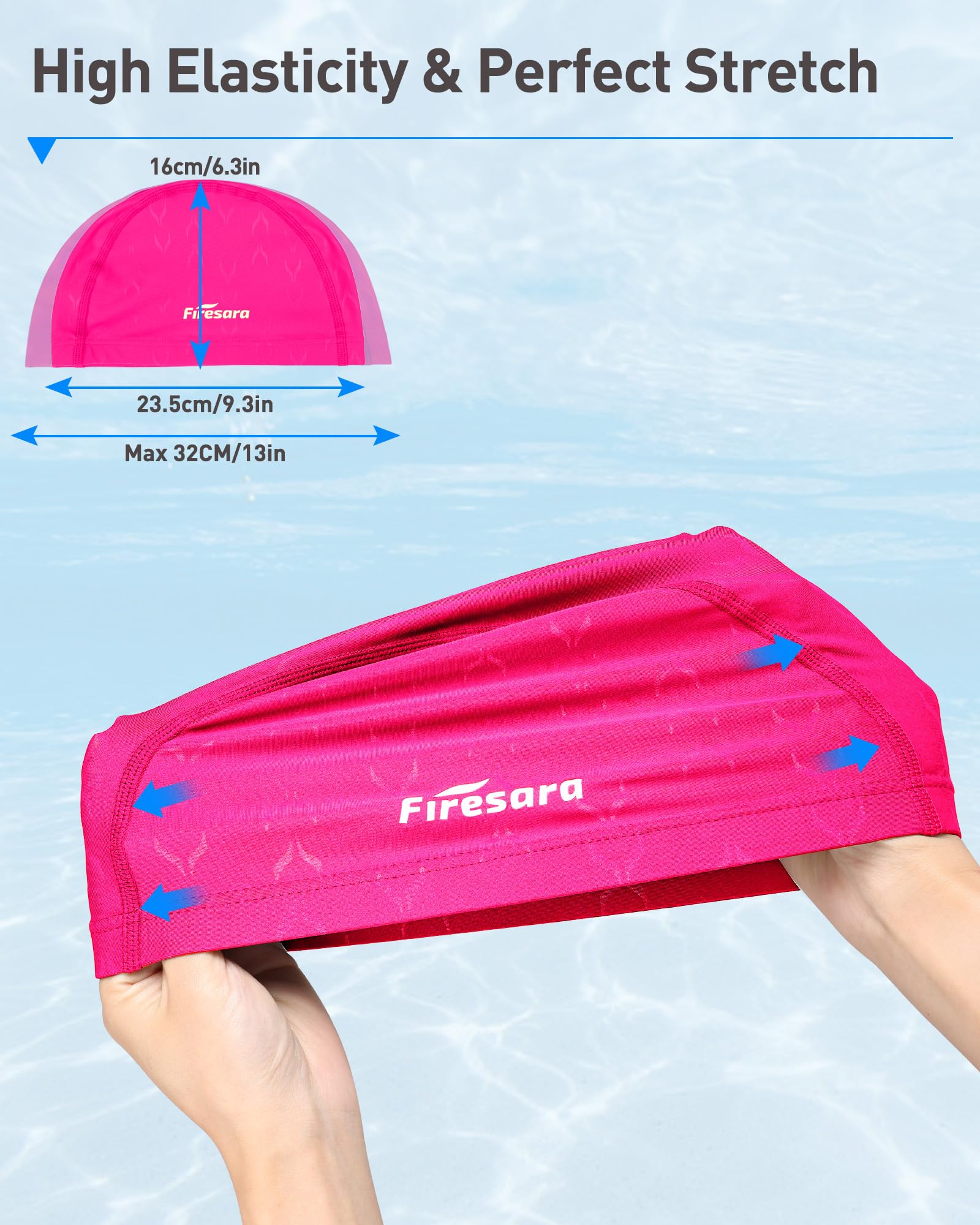 Firesara Fishtail Fabric Swimming Cap Women Men - Image 3