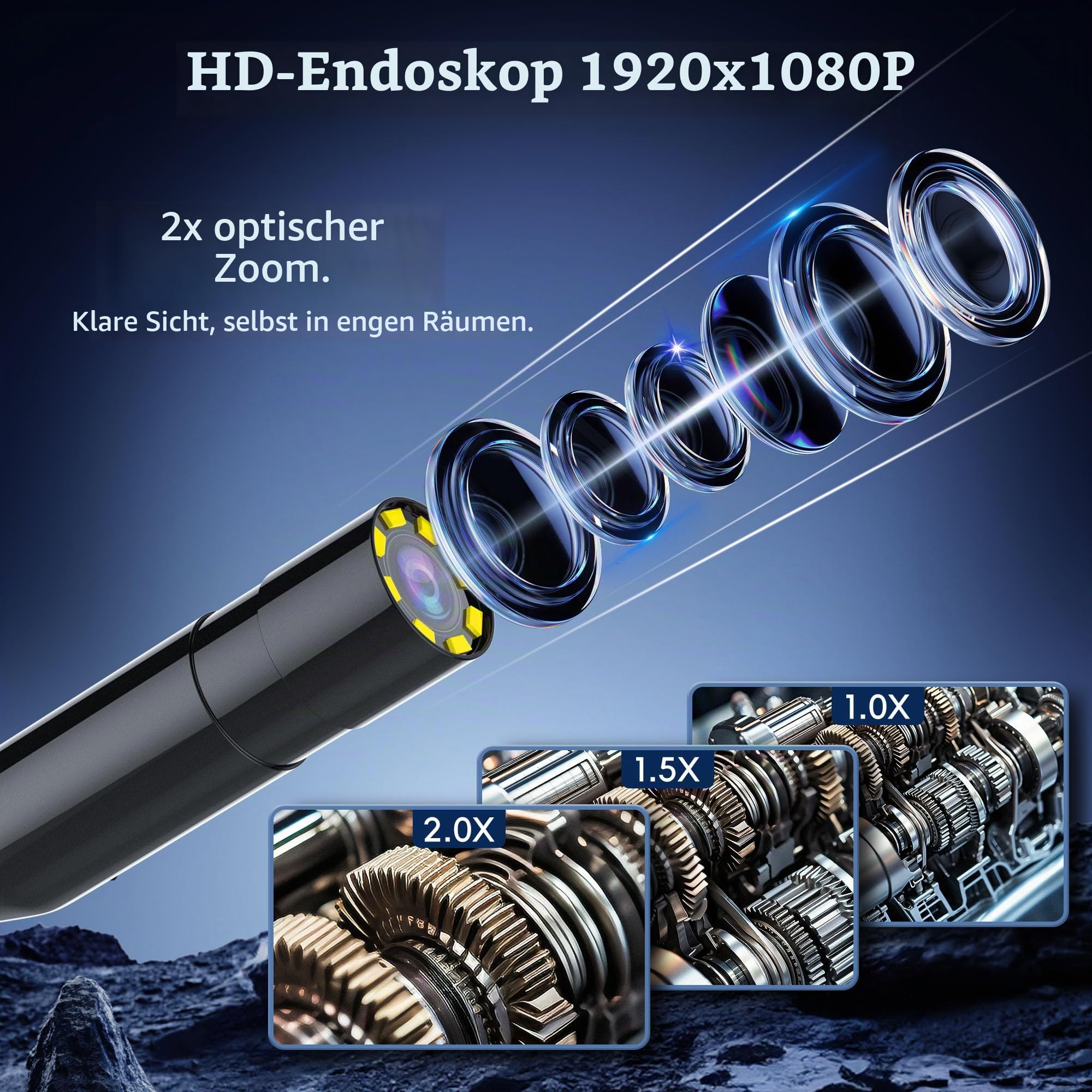 15M Endoskopkamera mit Licht, IP67 wasserdichte Inspektionskamera