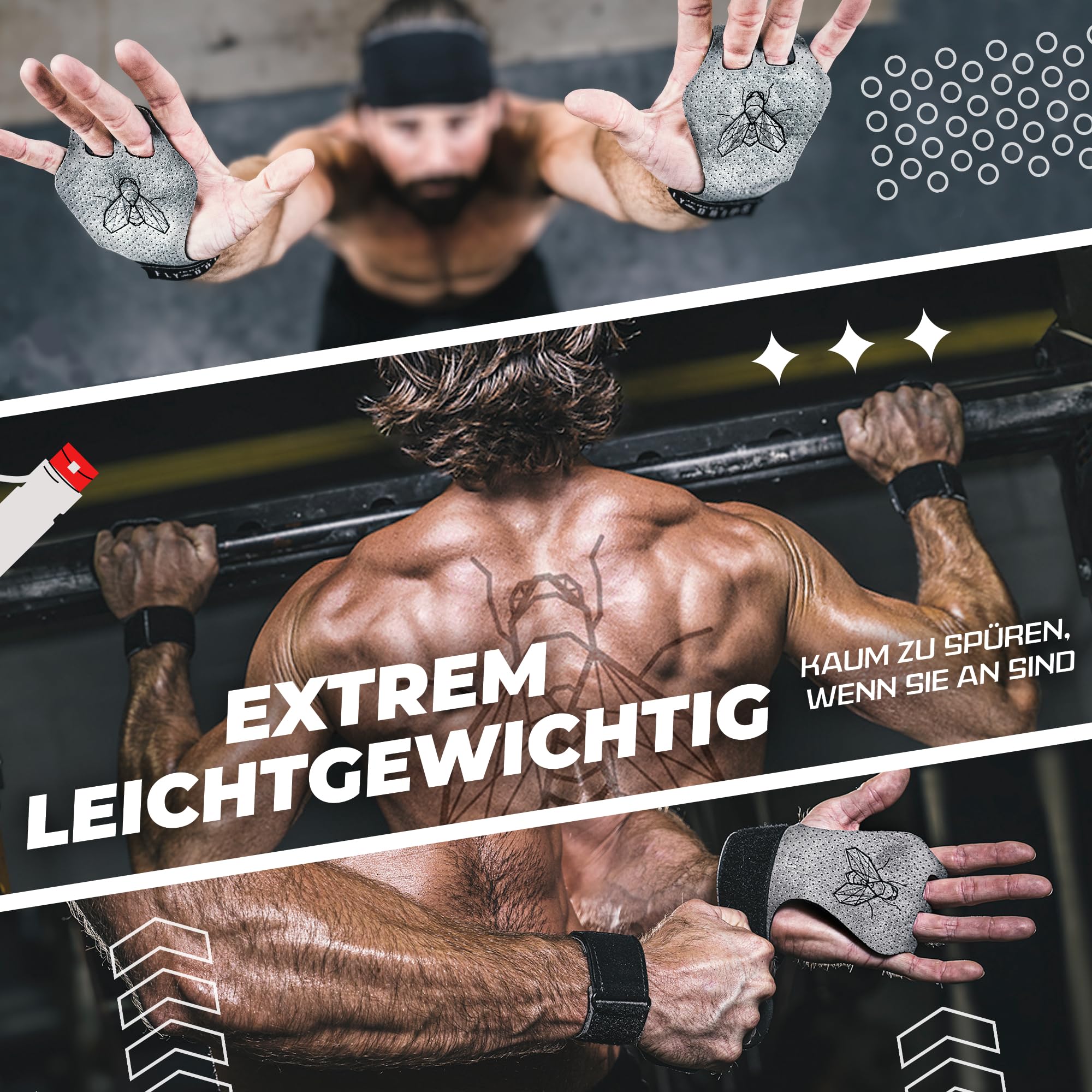 JerkFit Fly Grips, 2-Finger Vegane Gymnastikgriffe für Klimmzüge – Schutz für Hände, Handflächen und Stangen gegen Risse und Blasen