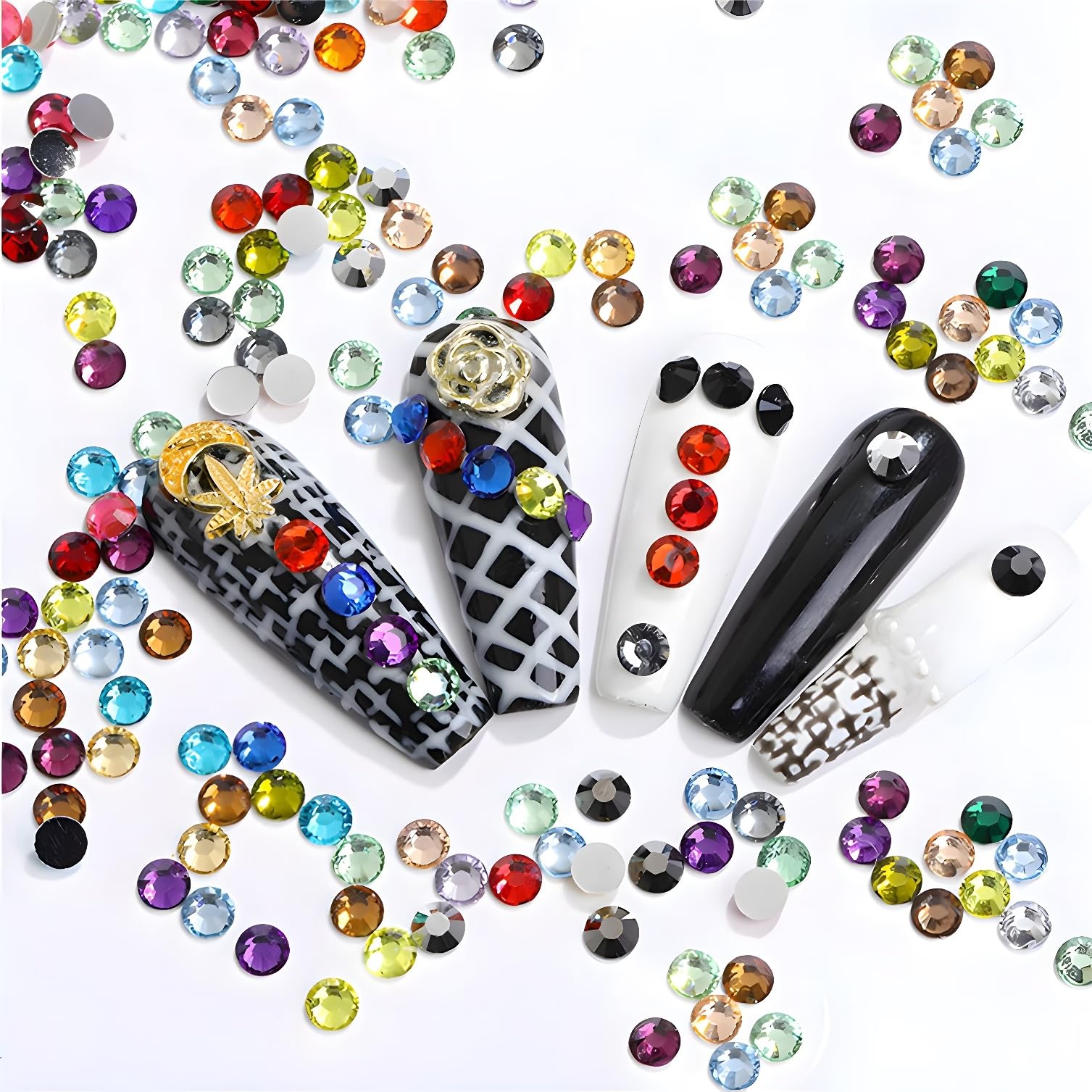 Płaskie kamienie strasu, okrągłe kamienie do paznokci, sztuka i rzemiosło, 620 szt. SS30, 6 mm, brokatowe kryształy, kamień, DIY, torby, ubrania, buty, białe