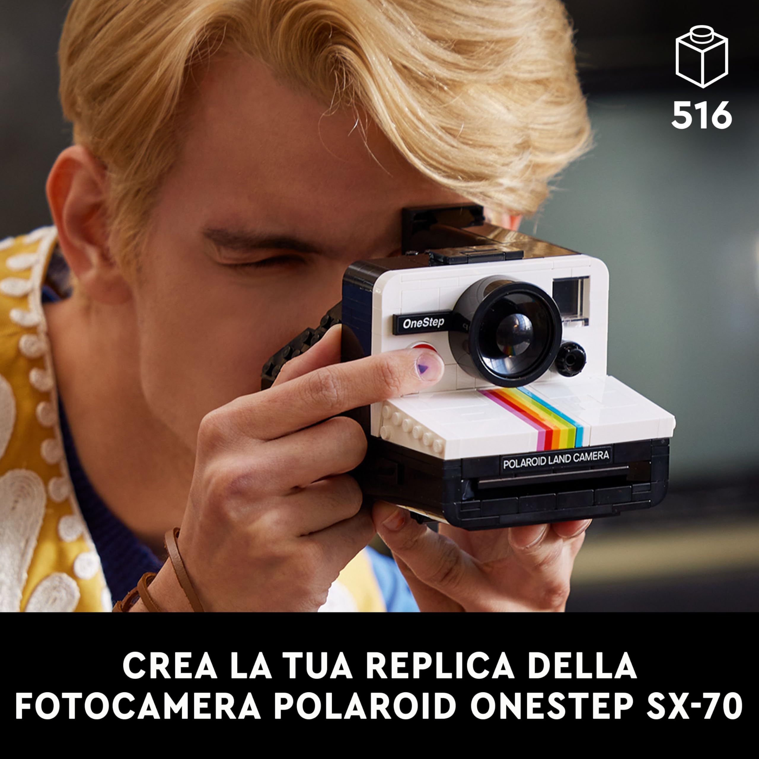 LEGO Ideas Fotocamera Polaroid OneStep SX-70 Kit Vintage di Costruzione per Adulti, Oggetto da Collezione con Dettagli Autentici, Attività Creativa, Regali di Fotografia per Uomini e Donne 21345