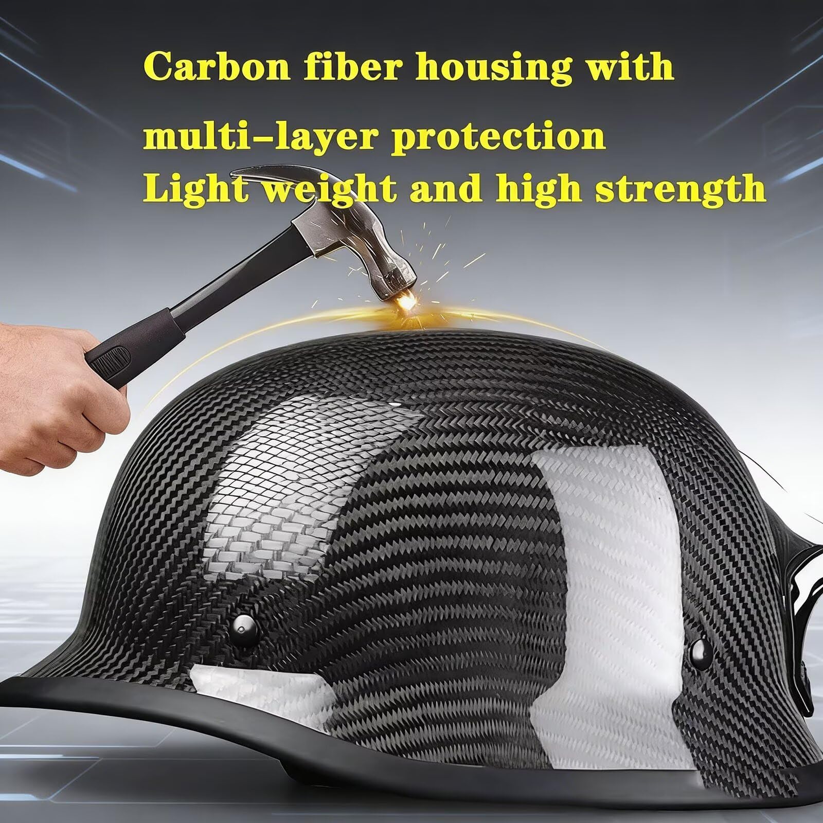 Casco Scooter Leggerissimo in Carbonio - Solo 550g - Casco Retro con Chiusura Rapida - Omologato ECE - Per Uso Urbano e Turismo