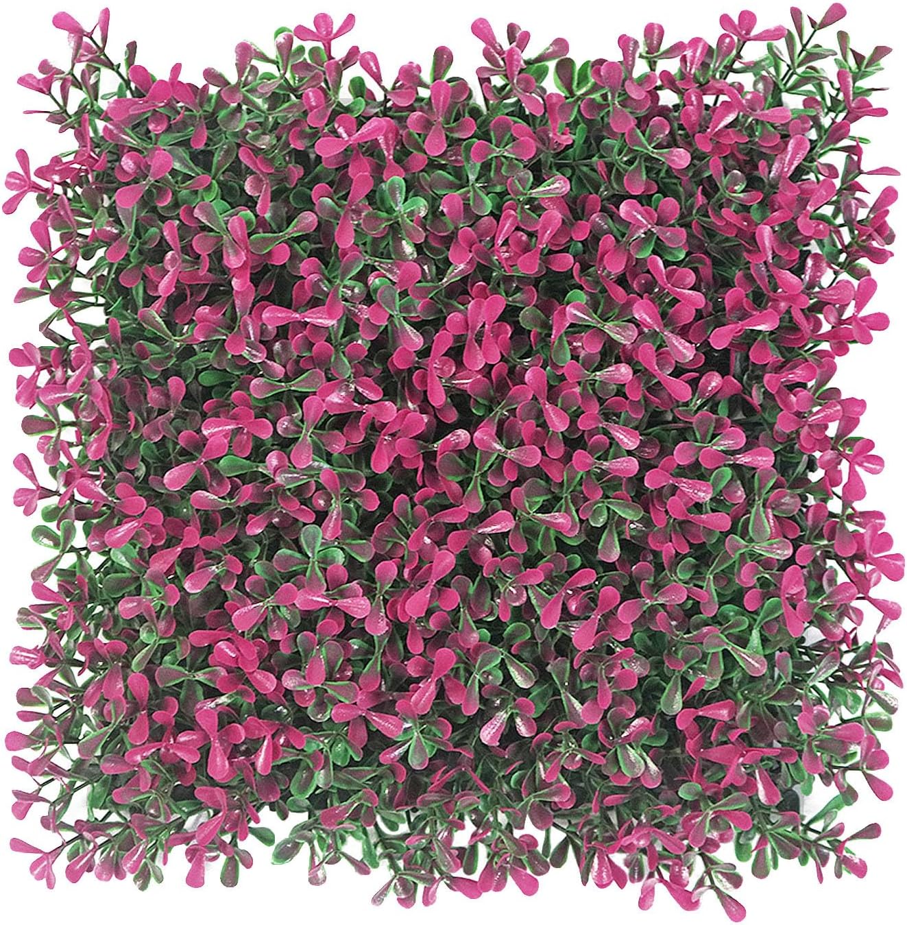 10x10Inch 12Pcs Grass Wall Panels, UV-Anti Boxwood Greenery Hedge, Odorless Artificial Fake Grass Backdrop Indoor Outdoor Privacy, Birthday Wedding Decor, 8.3 SQ FT, Peanut Leaf - Fuchsia