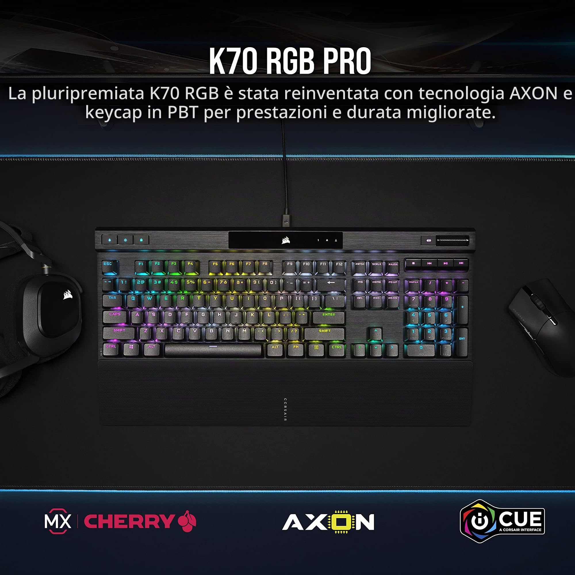 TECLADO (INGLES) CORSAIR K70 RGB PRO MX KEYBOARD RED