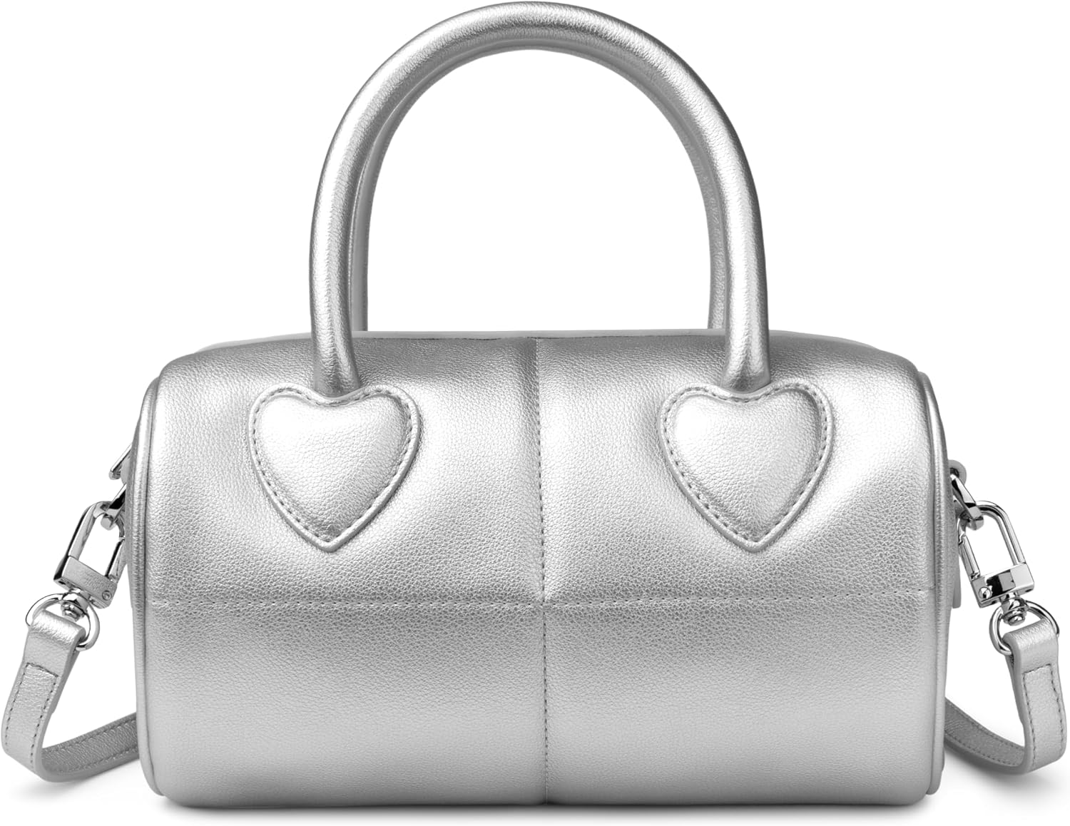 Comfyable Small Puffy Quilted Crossbody Bag, Cute Heart Design, Soft Mini Bag with Adjustable Strap and Handles