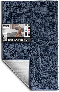 Hearth & Harbor Bathroom Rugs, Chenille Bath Mat - Machine Washable Bath Mats for Bathroom Non-Slip Backing Rubber, Quick Dry Bathroom Mat