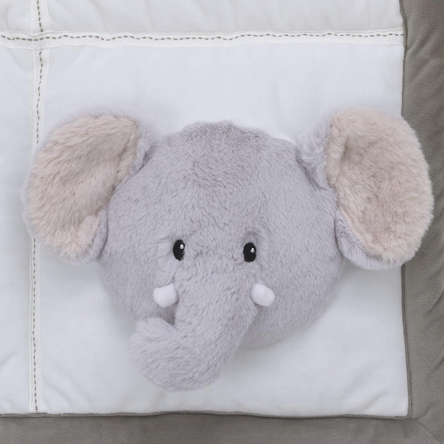 NoJo Playful Pals White, Tan, & Gray Four 3D Animals with Crinkle Plush Tummy Time Play Mat - Sloth, Llama, Elephant, & Giraffe, Grey, White, Tan