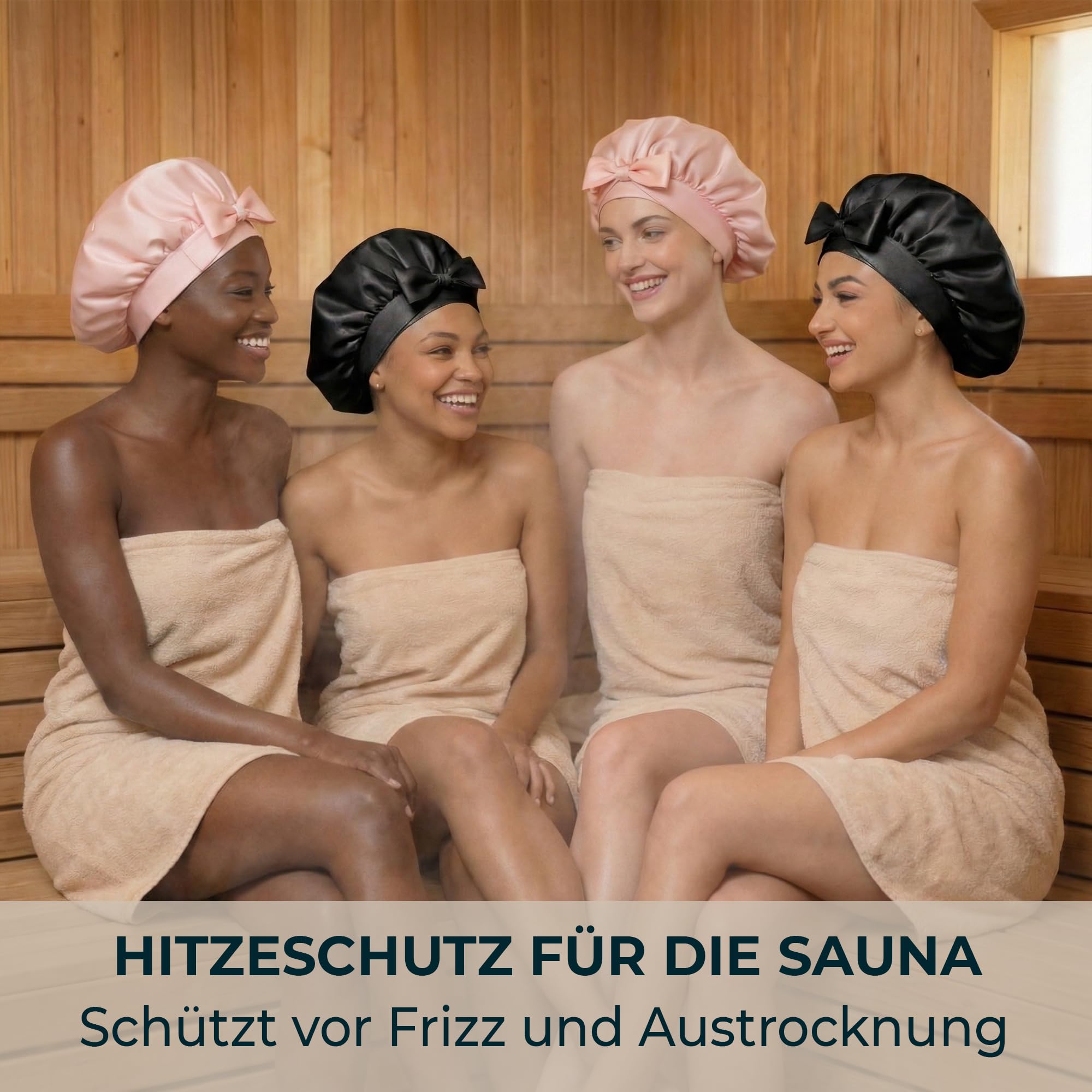 Seidenhaube zum Schlafen – Schlafhaube aus 100% Maulbeerseide, atmungsaktive und anpassbare Schlafmütze, Silk Bonnet, Haarhaube für die Nacht mit elastischem Band