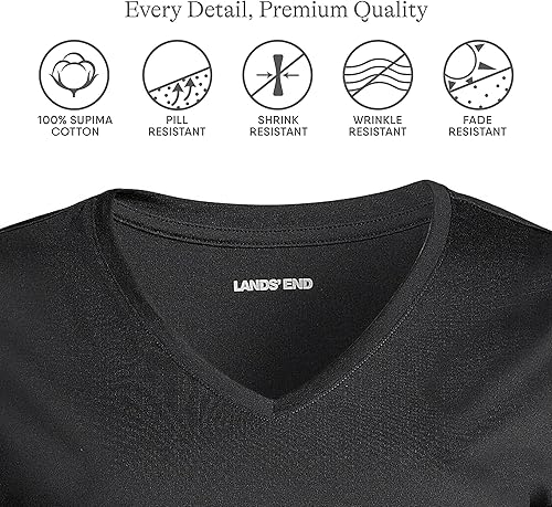 Miniatura 3 de Lands' End Camiseta relajada de algodón Supima con cuello en V para mujer