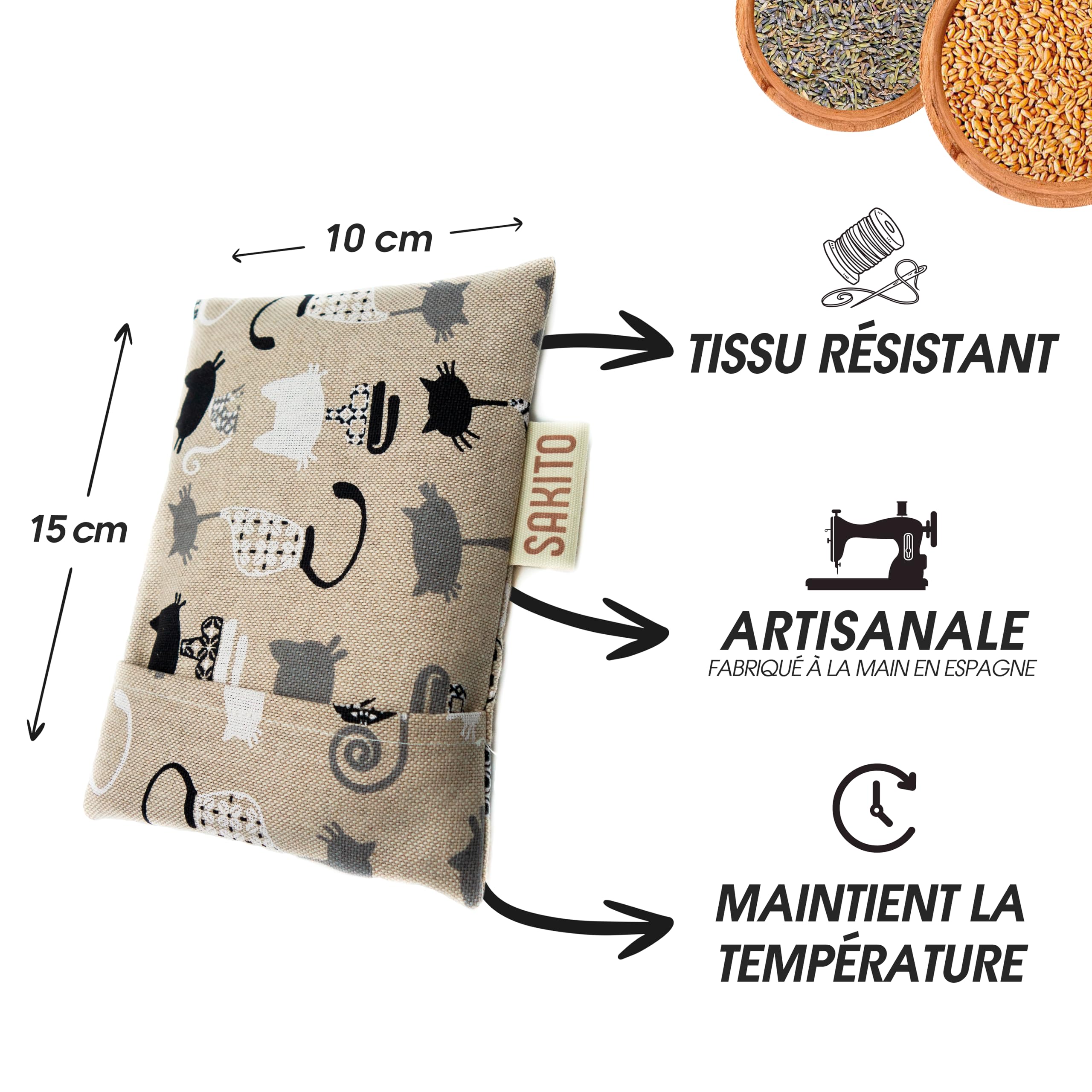 2 (pcs) Bouillotte Micro-onde (15x10 cm) - Thérapie Naturelle contre les Coliques - Chaleur Naturelle pour le Ventre et Élimination des Gaz - Sans Danger pour les Bébés - Housse Lavable