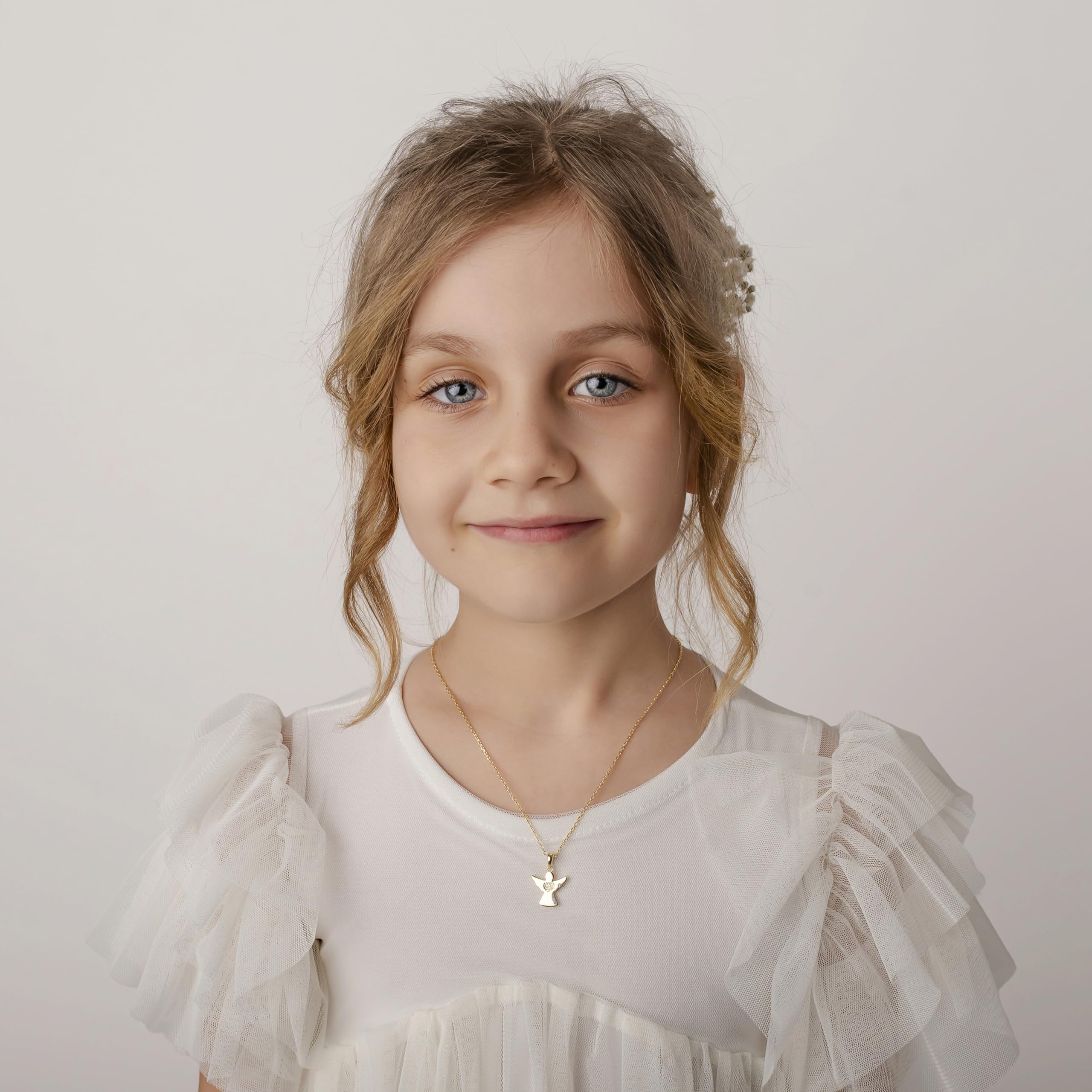 Sakrami Collana Ragazza e Bambina Angel con Zirconi in Argento 925 con Pendente con Angelo Custode + Scatola con Incisione Personalizzata