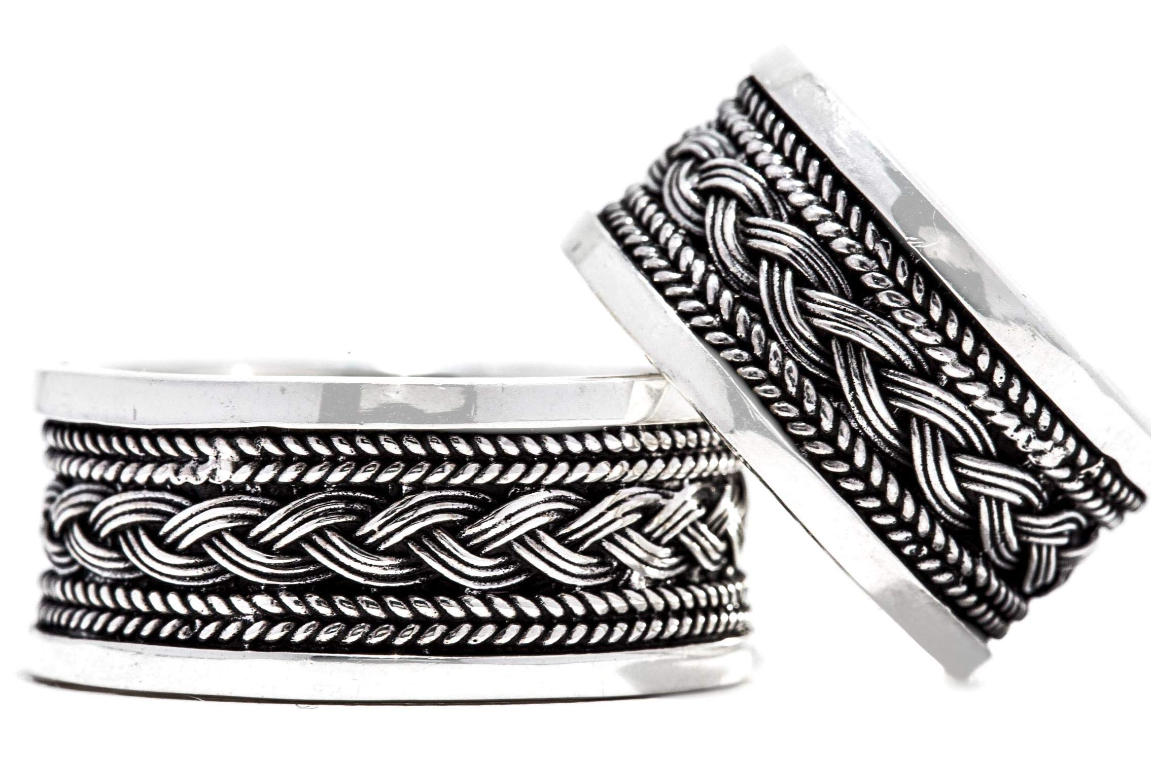 Windalf Vikings Band-Ring Aragon 10 mm Wikingerknoten Nordische Freundschaft Handgeschmiedet 925 Sterlingsilber