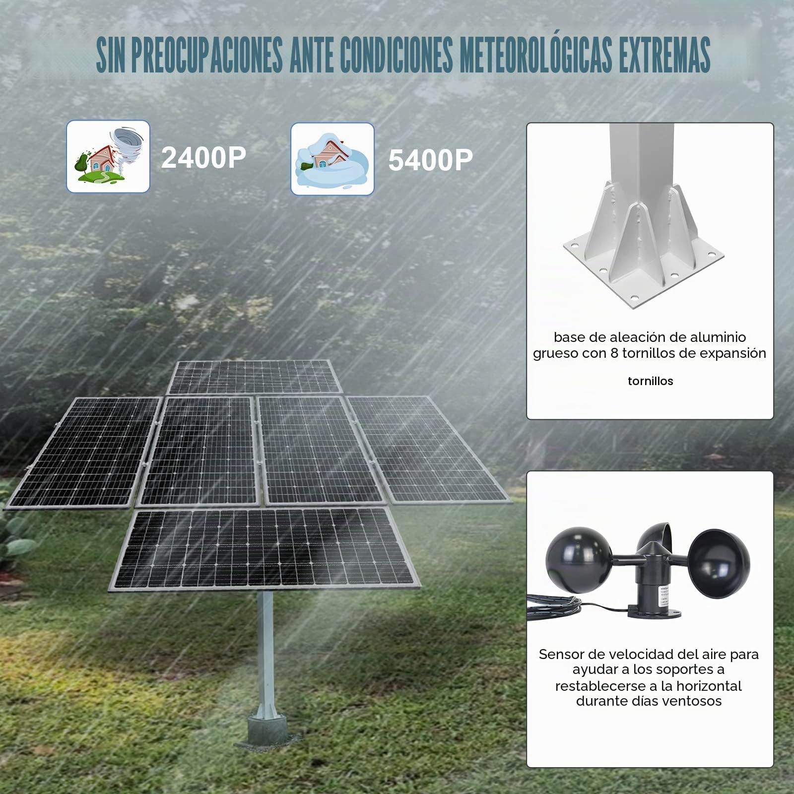 ECO-WORTHY Soporte de Pista de Energía Solar para Panel Solar/Patio/Granja/Campo