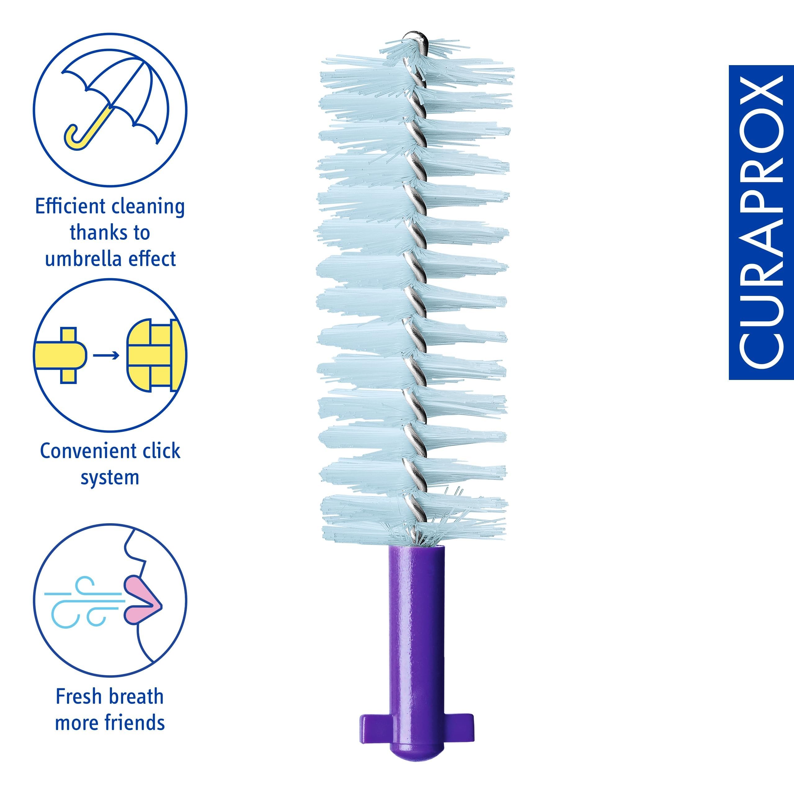 Curaprox Interdental Brush Refills CPS 408 Perio-Per ampi spazi interdentali e cura delle gengive/Filamenti ultra-fini per una pulizia delicata/Viola / 4-Pack/Progettato in Svizzera