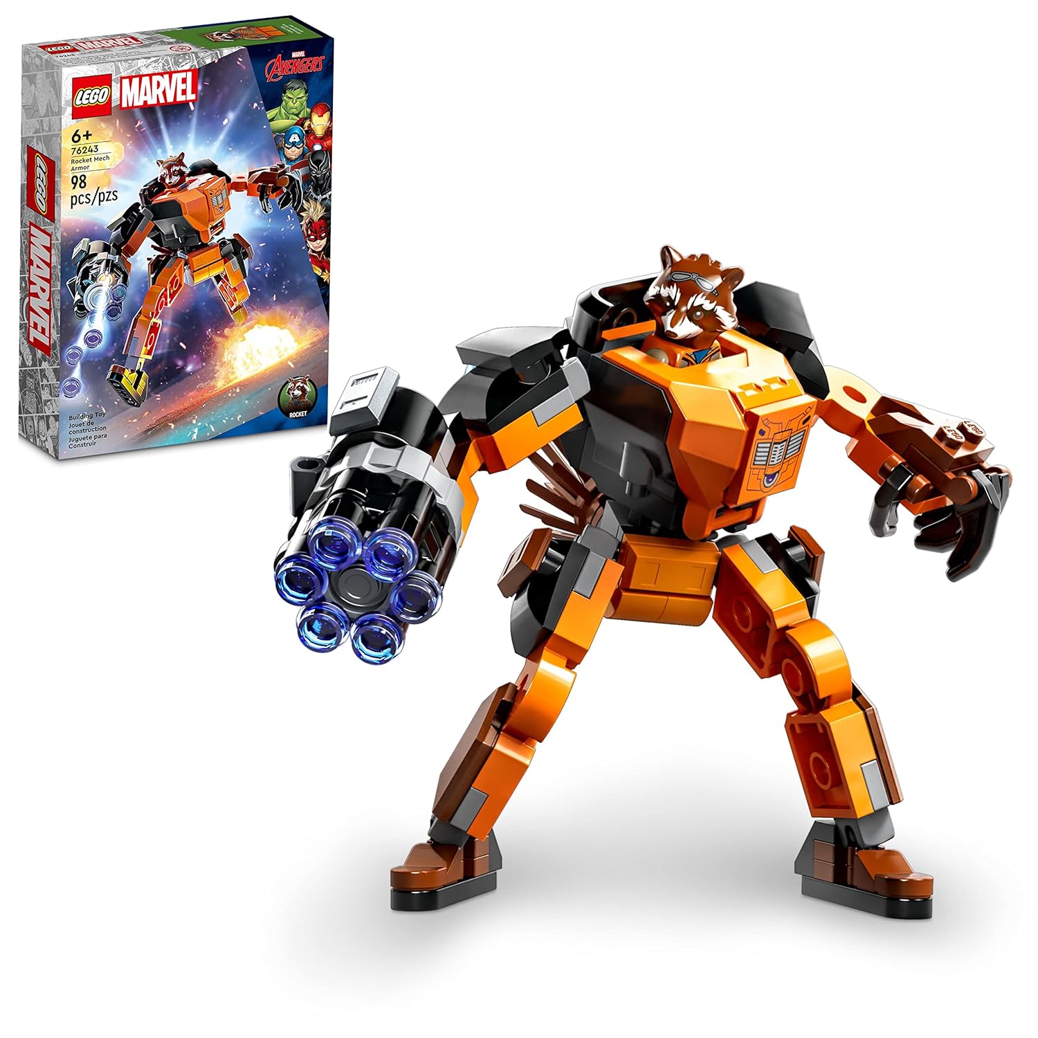LEGO Marvel Rocket Mech Armor Set 76243 Guardians of The Galaxy Racoon Buildable Action Figure Toy Avengers Collectable