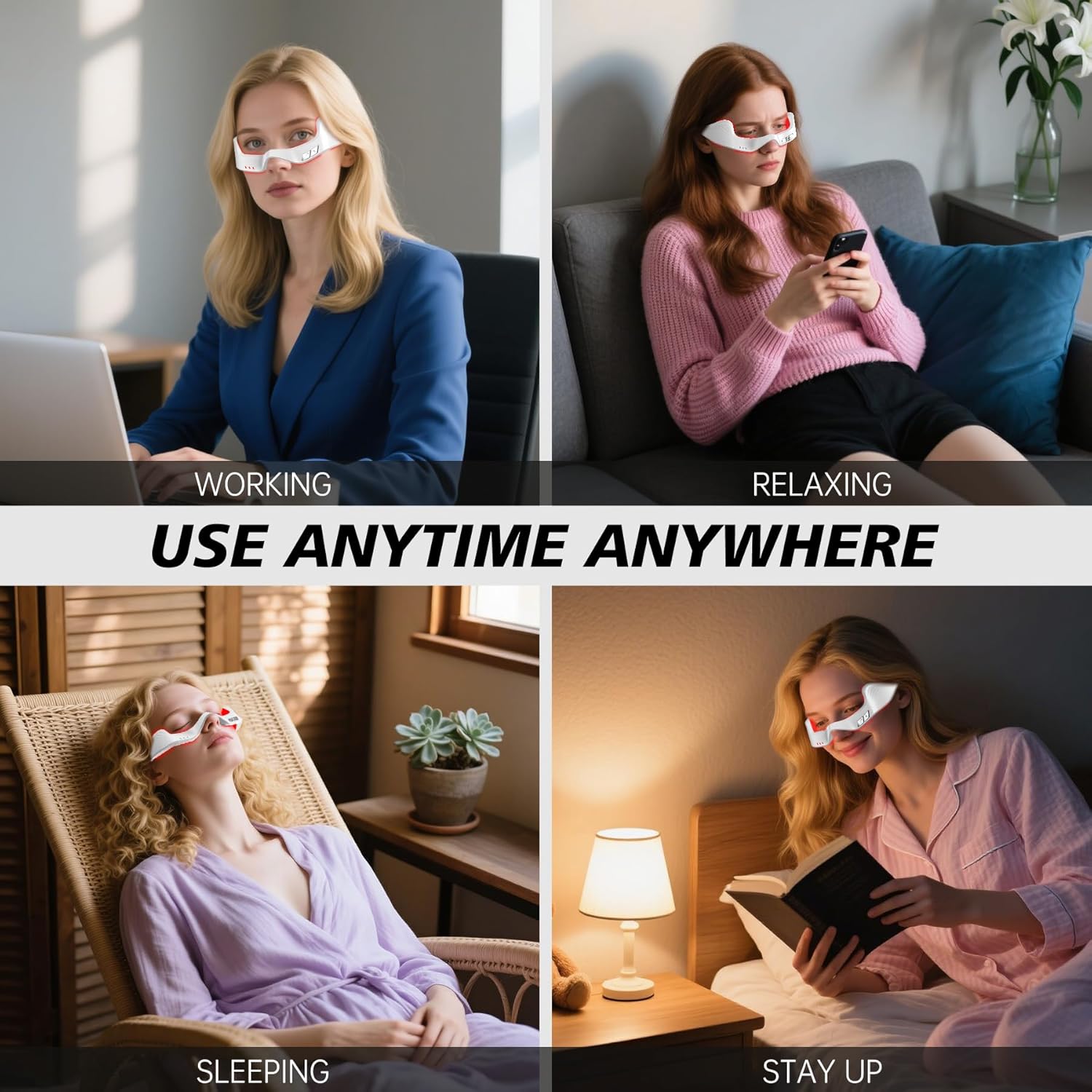 Under-Eye Red Light Therapy Device,Red Light Glasses Microcurrent Eye Massager Mask for Eye Bags Dark Circles Puffiness Wrinkles Fine Lines - Image 6