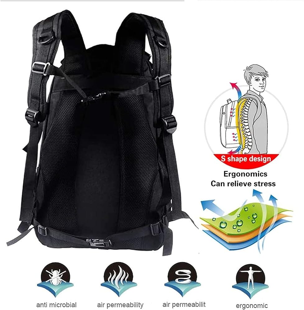 PAIWPHLI Militärrucksack 39-60L – 3-Tage-Rucksack, Wasserabweisend, Mit MOLLE-System, Für Outdoor & Trekking