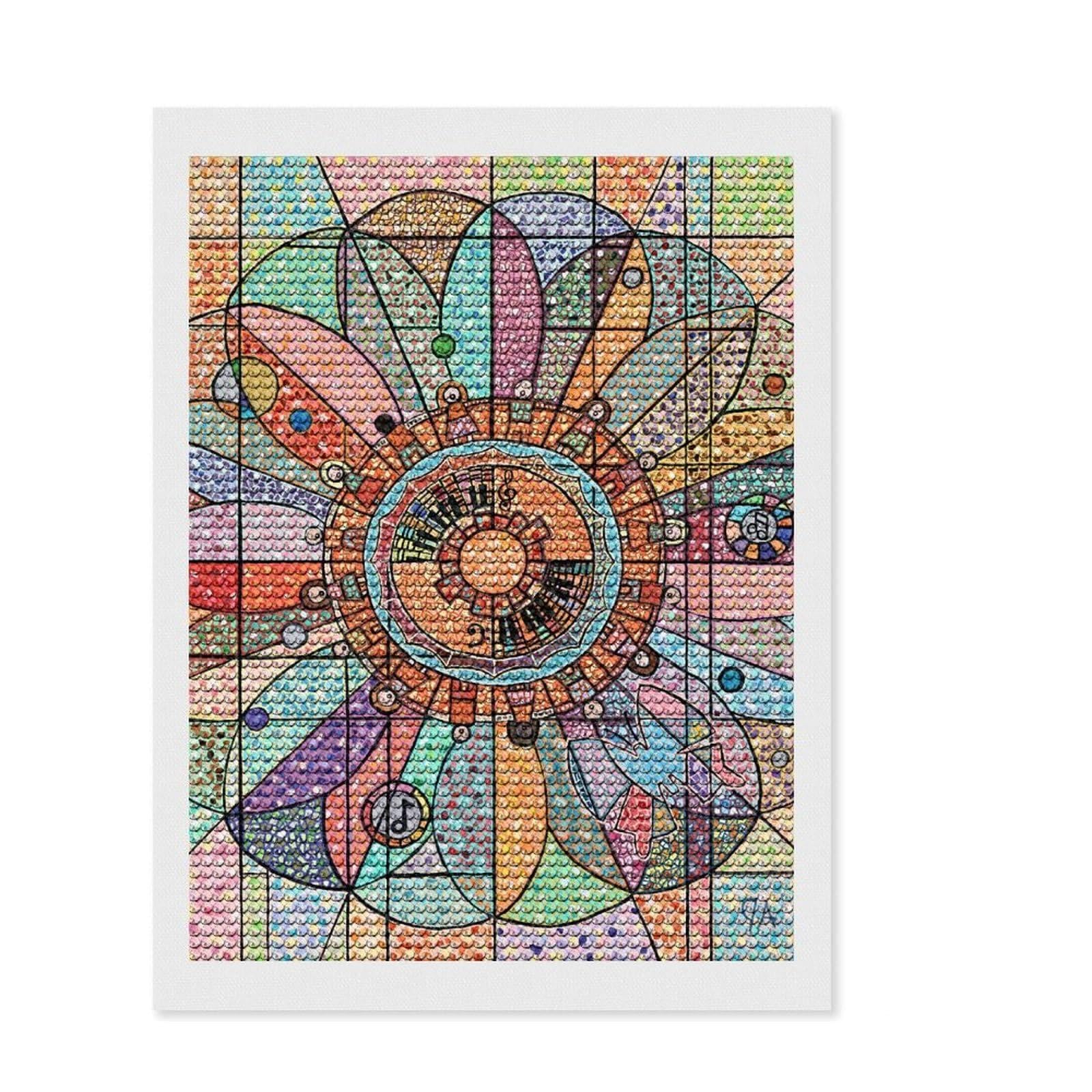 Junmoney Flower Children of Music Diamond Art Kit 12"x16", Full Kit Included, Easy to Enjoy, Bedroom Decor, Festive Craft Gift, Simple to Start
