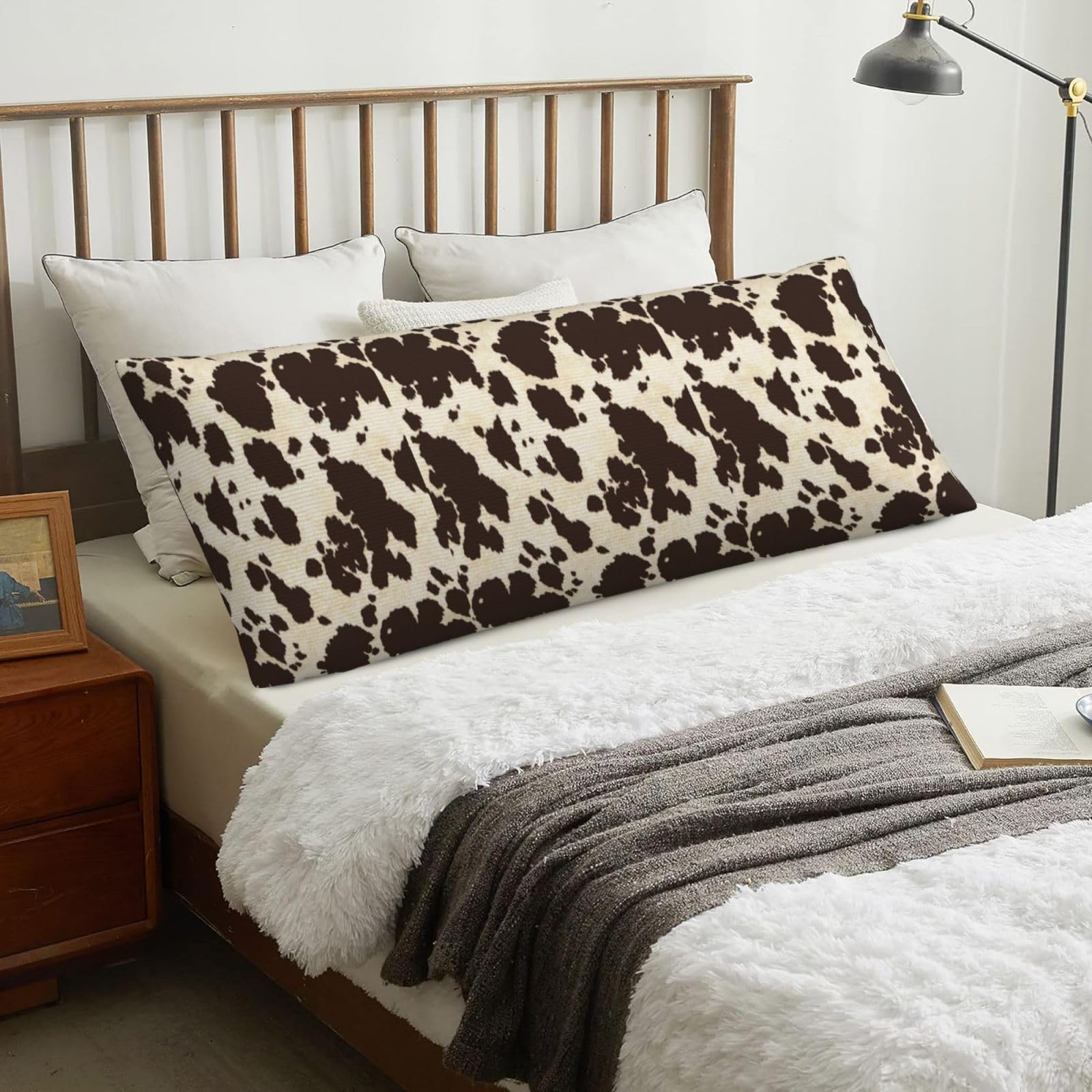 Milk Cow Print Cowhide, Body Pillow Cover with Zipper,Long Body Pillowcase 20 x 60 in