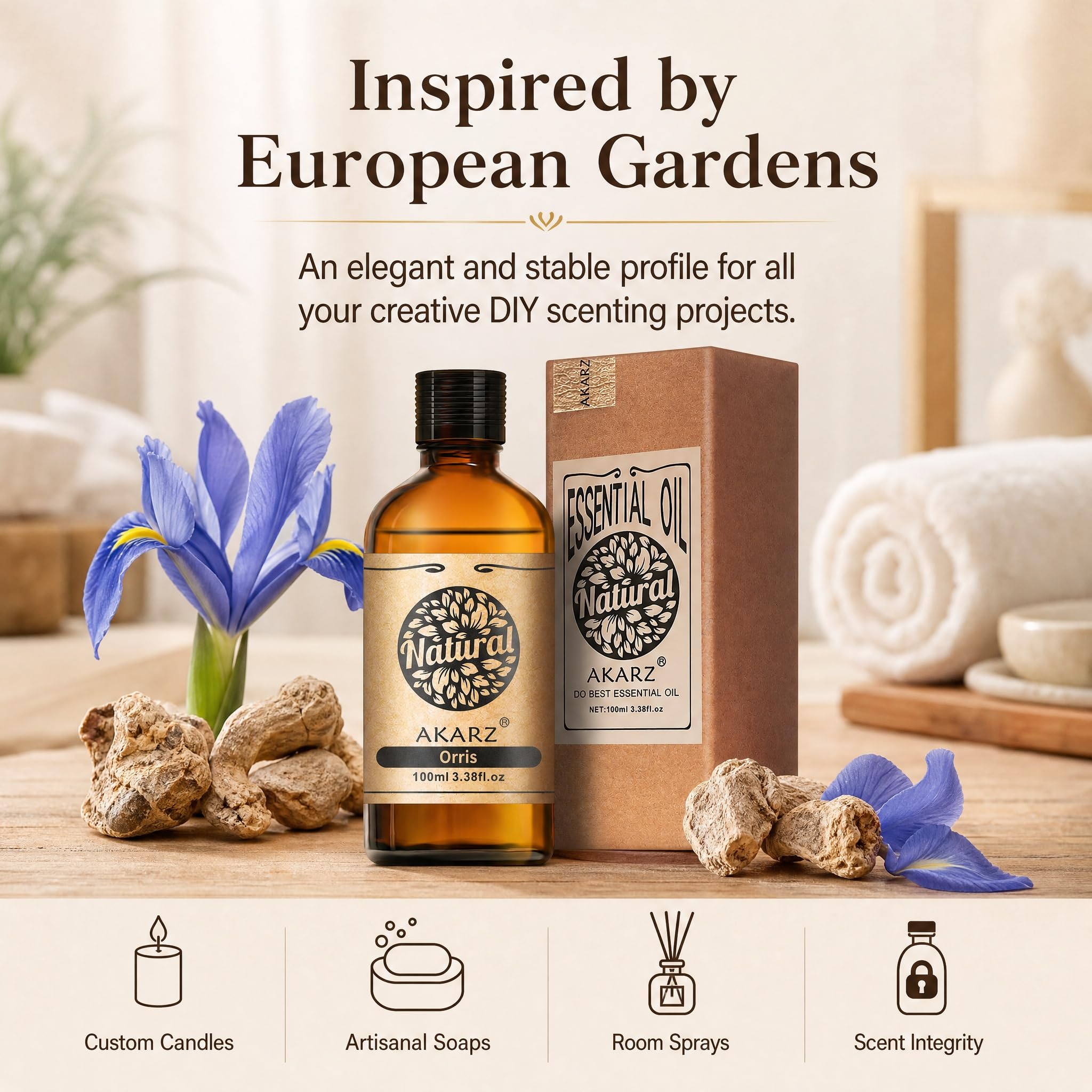 AKARZ 100ml Olejek esencjny z Irlandka - Naturalny olejek aromatyczny do dyfuzorów, lamp aromatycznych i aromatów pomieszczeń