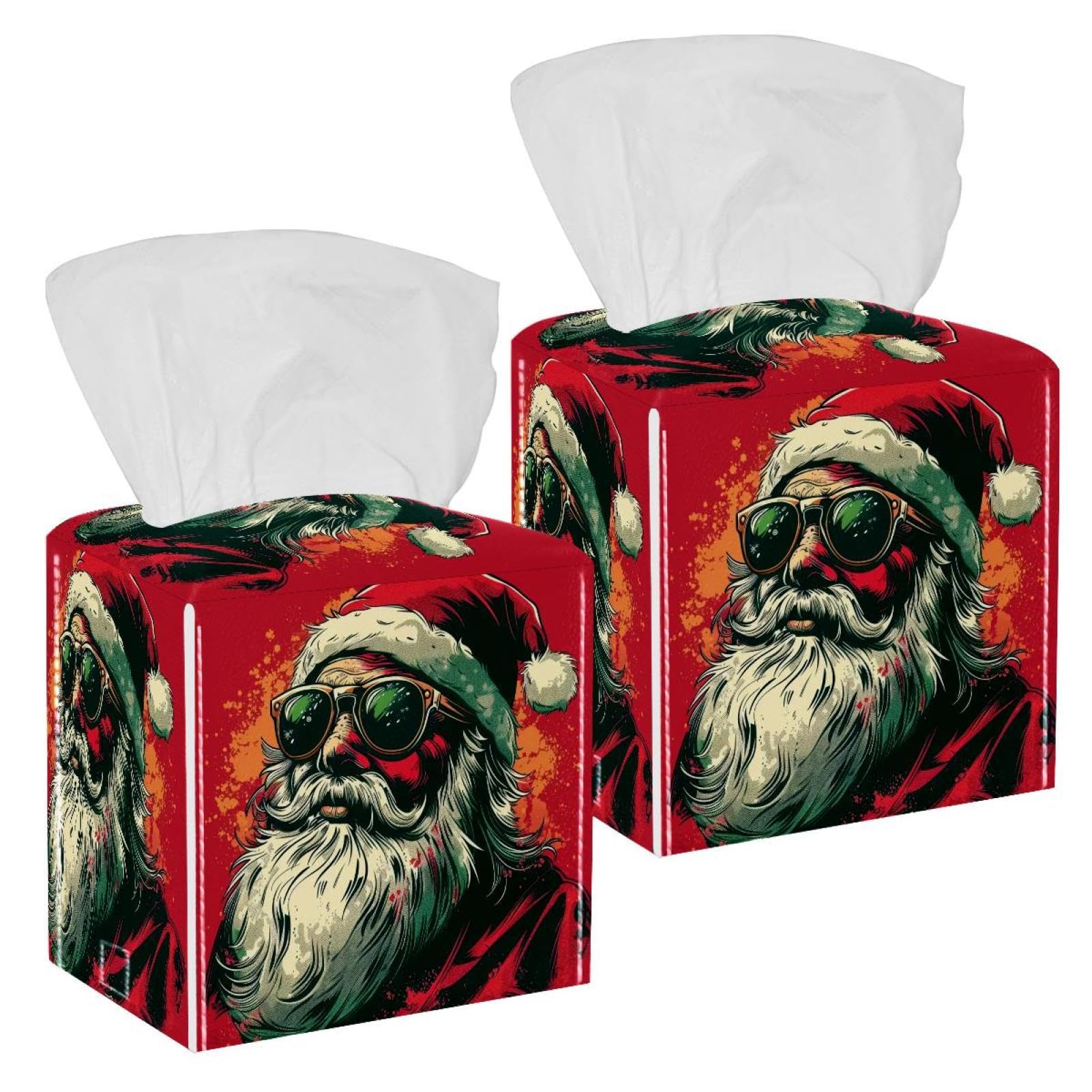 Boîte à mouchoirs Noël en cuir lot de 2 distributeurs de table salle de bain