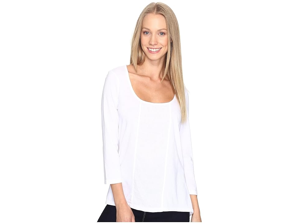 

Mod-o-doc Supreme Jersey 3/4 Sleeve Tee with Embroidered Contrast (White) Women's T Shirt