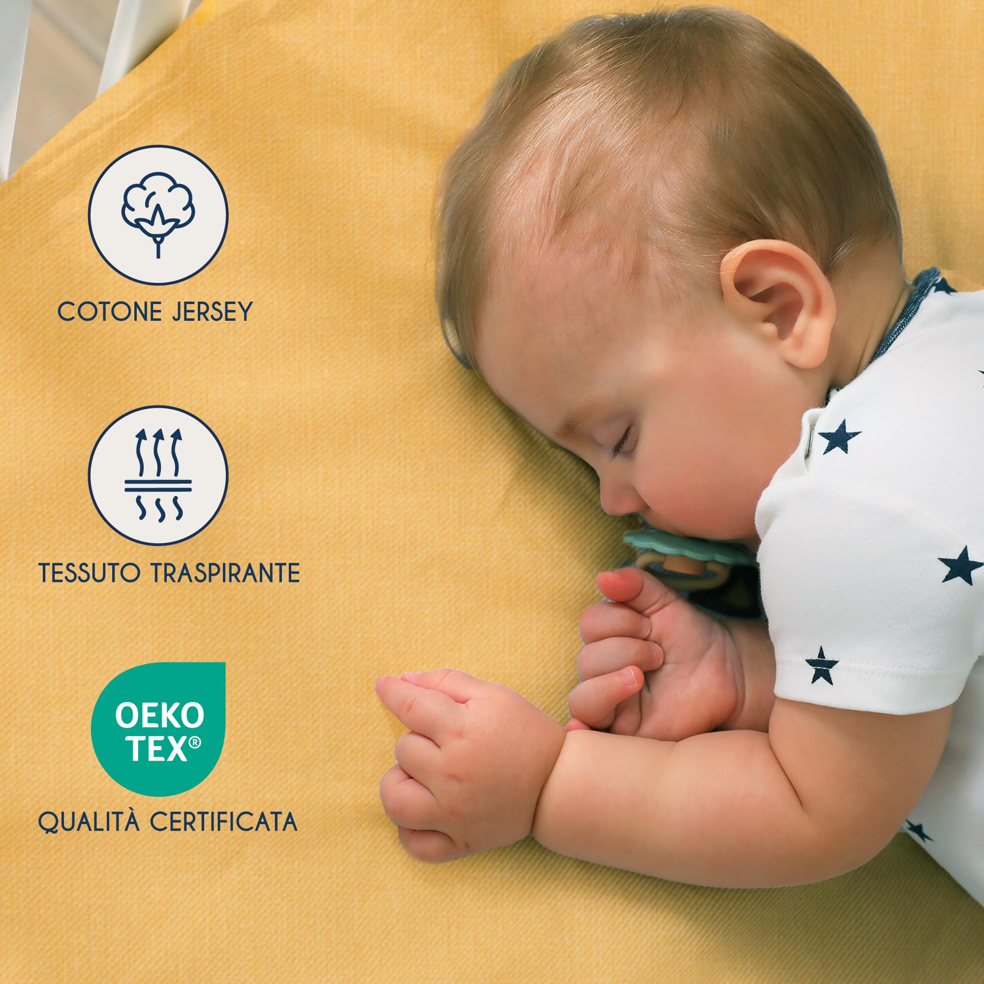 Dreamzie - Set 2 Lenzuolo con Angoli Cotone Bambini - 40x80 - Oeko Tex certificato - Giallo - Lenzuolo con Angoli 40x80