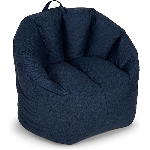 Big Joe Milano Bean Bag Chair for Kids, Teens, Adults, Denim Cobalt Lenox, Durable Woven Polyester, 2.5 foot Refillable