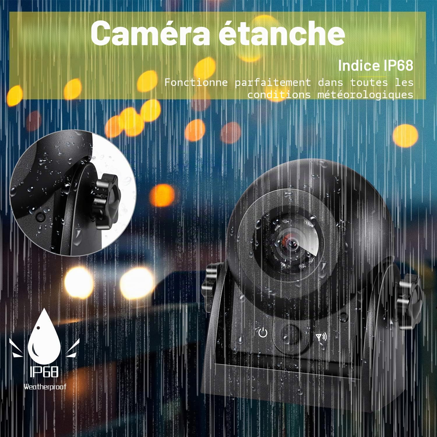 Caméra de recul sans fil WiFi magnétique - Vision nocturne/IP68 étanche - Compatible Android/iOS - Pour voiture, camion, camping-car, van, remorque