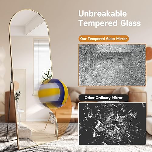 Miniatura 5 de NARCISSUS Espejo arqueado de longitud completa de 65 x 22 pulgadas, espejo con soporte, espejo de tocador para dormitorio de pie o apoyado contra la